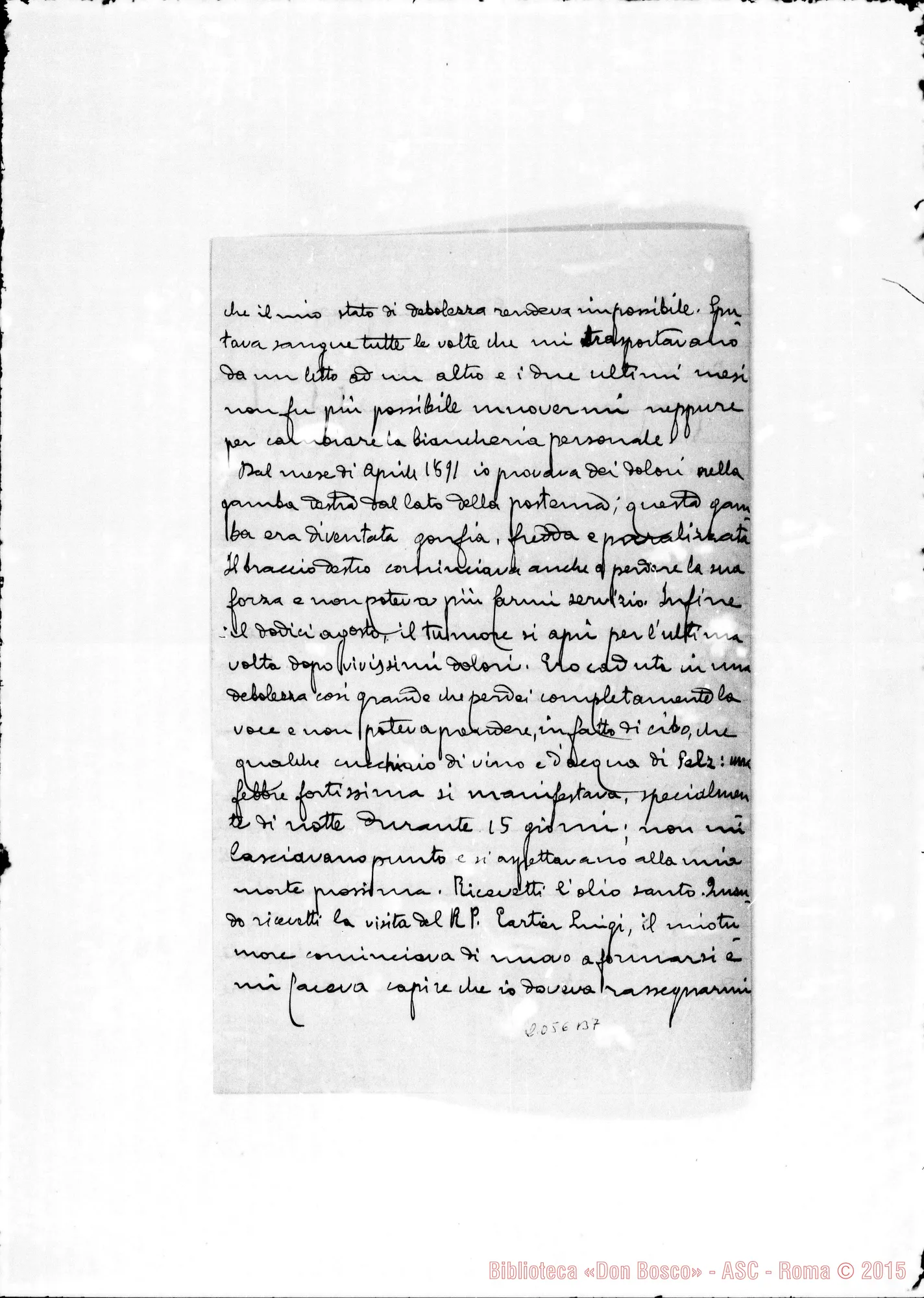 Fotogramma B 7 — Déclaration de Soeur Joseph. Anche traduzione