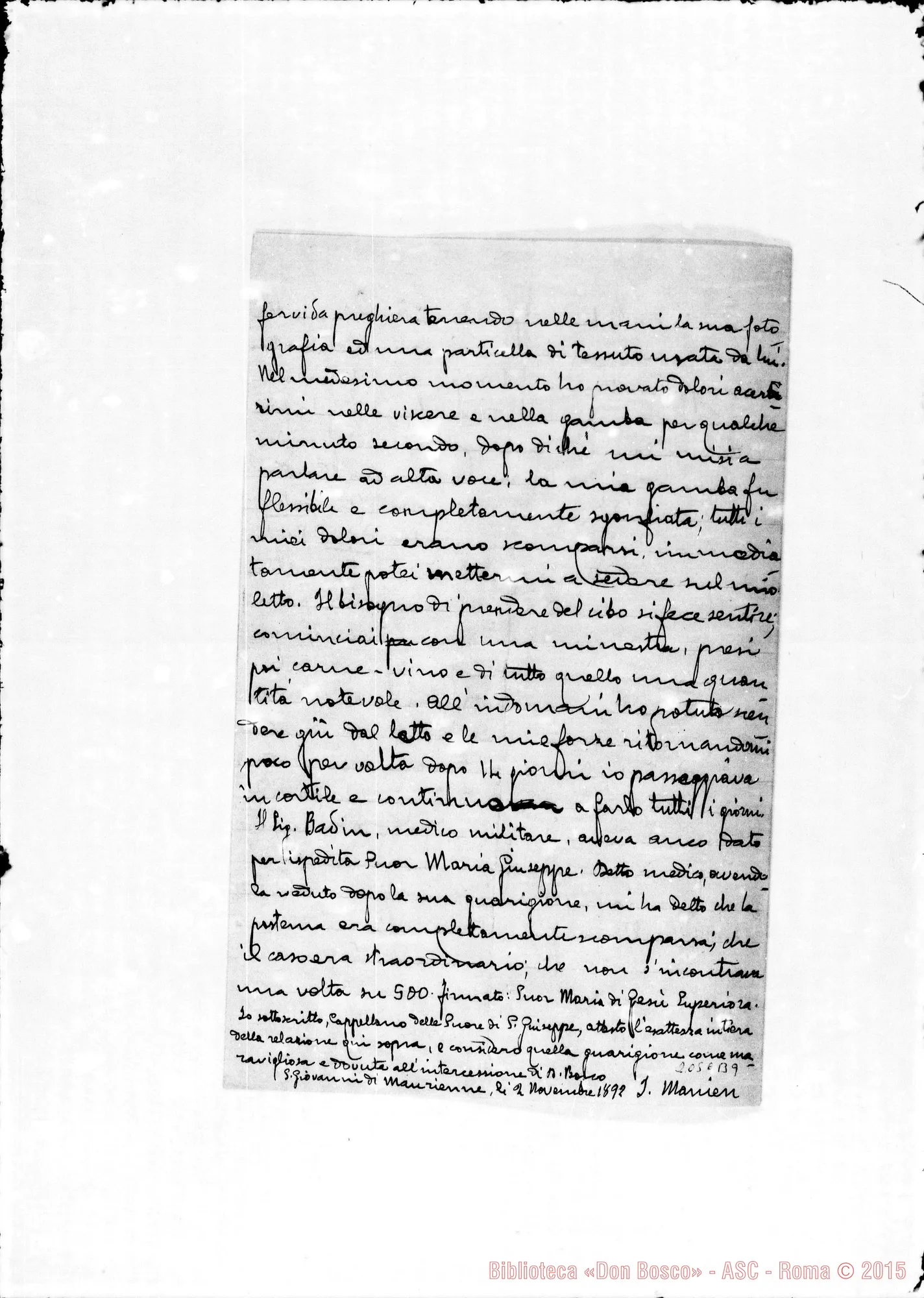 Fotogramma B 9 — Déclaration de Soeur Joseph. Anche traduzione