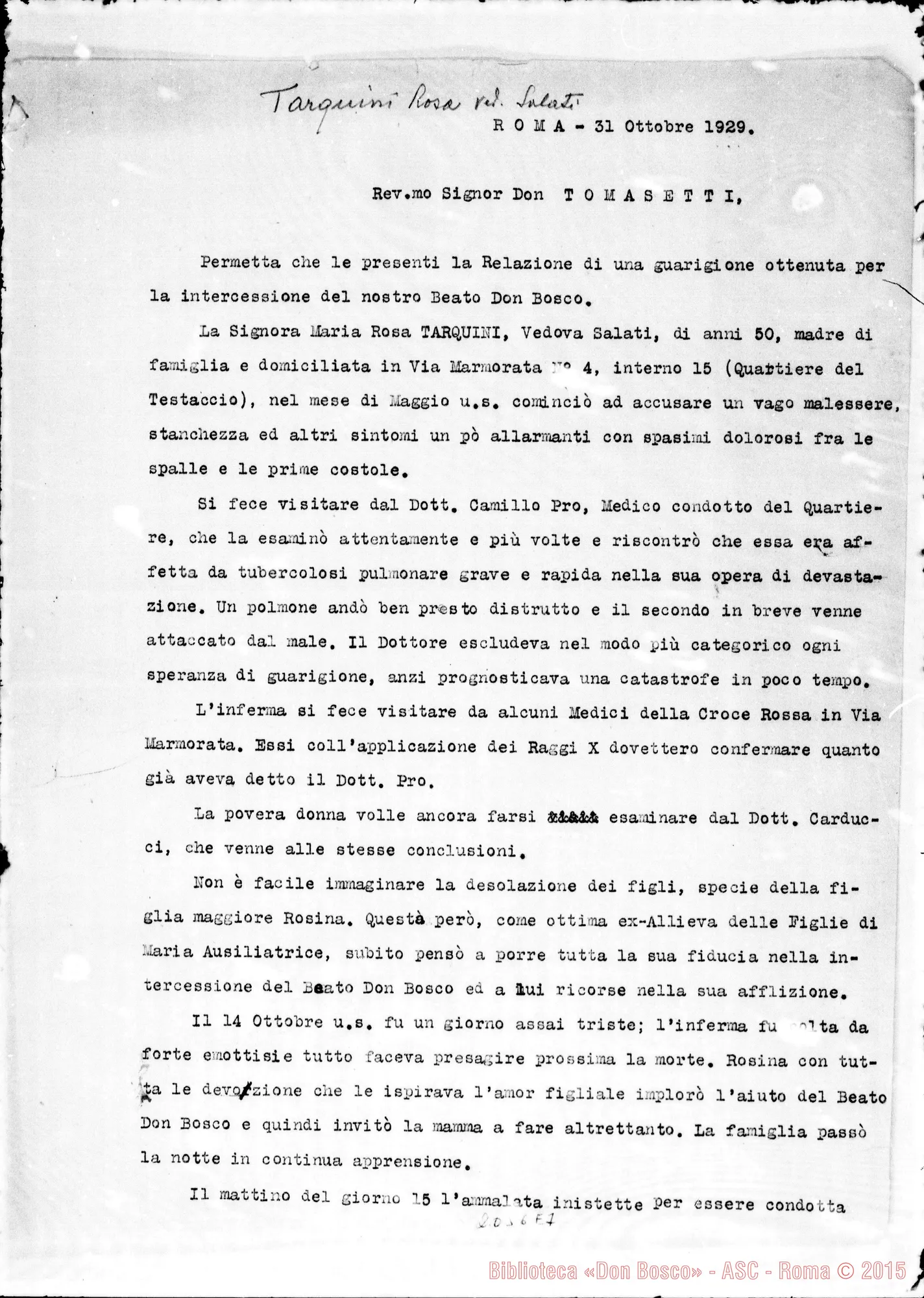 Fotogramma E 7 — Tarquini Rosa Salati: Pietro Piffari-D. Tomasetti: Relazione di grazia