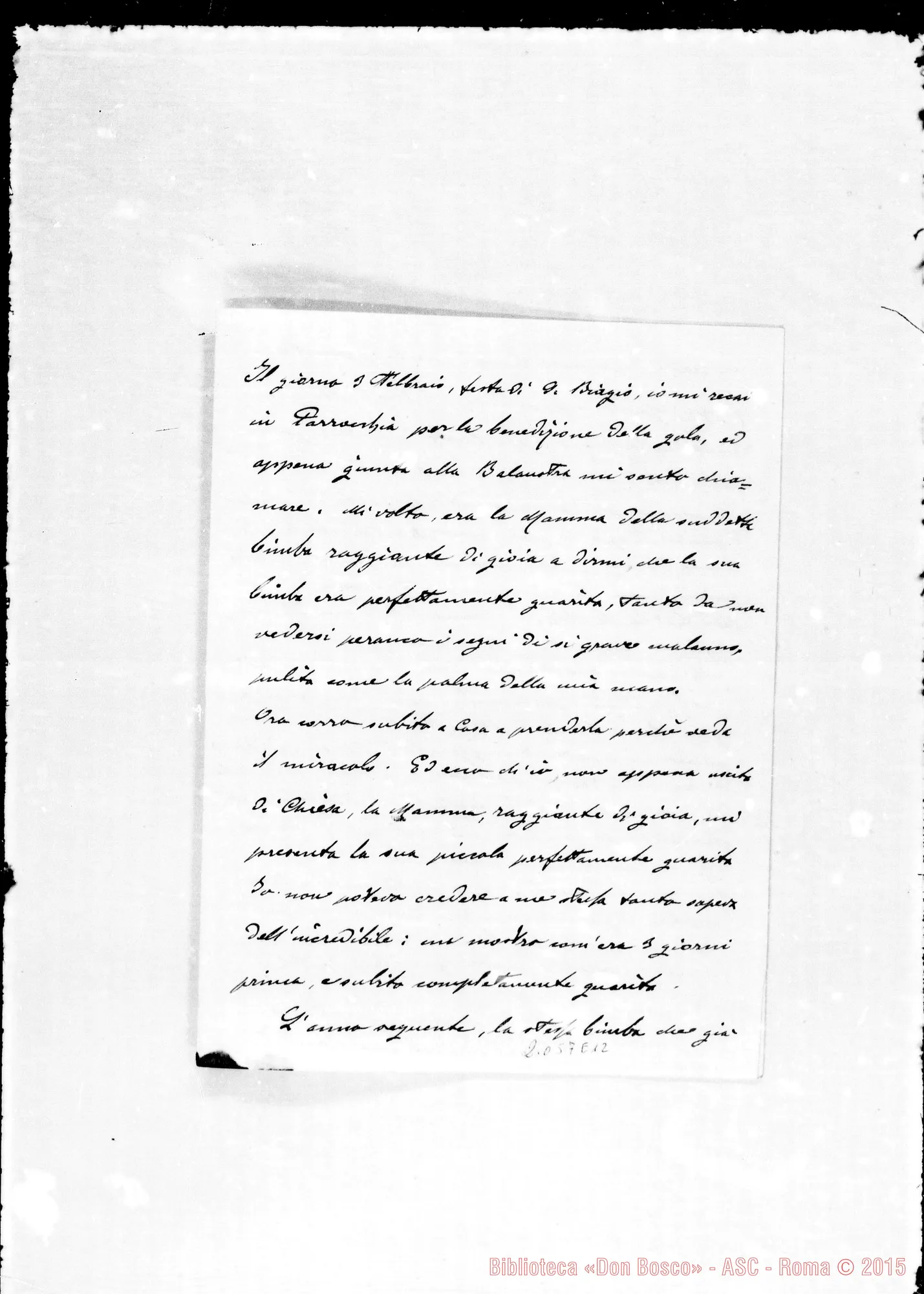 Fotogramma E 12 — Torretta Felicina: In fede: «Era il primo febbraio…»