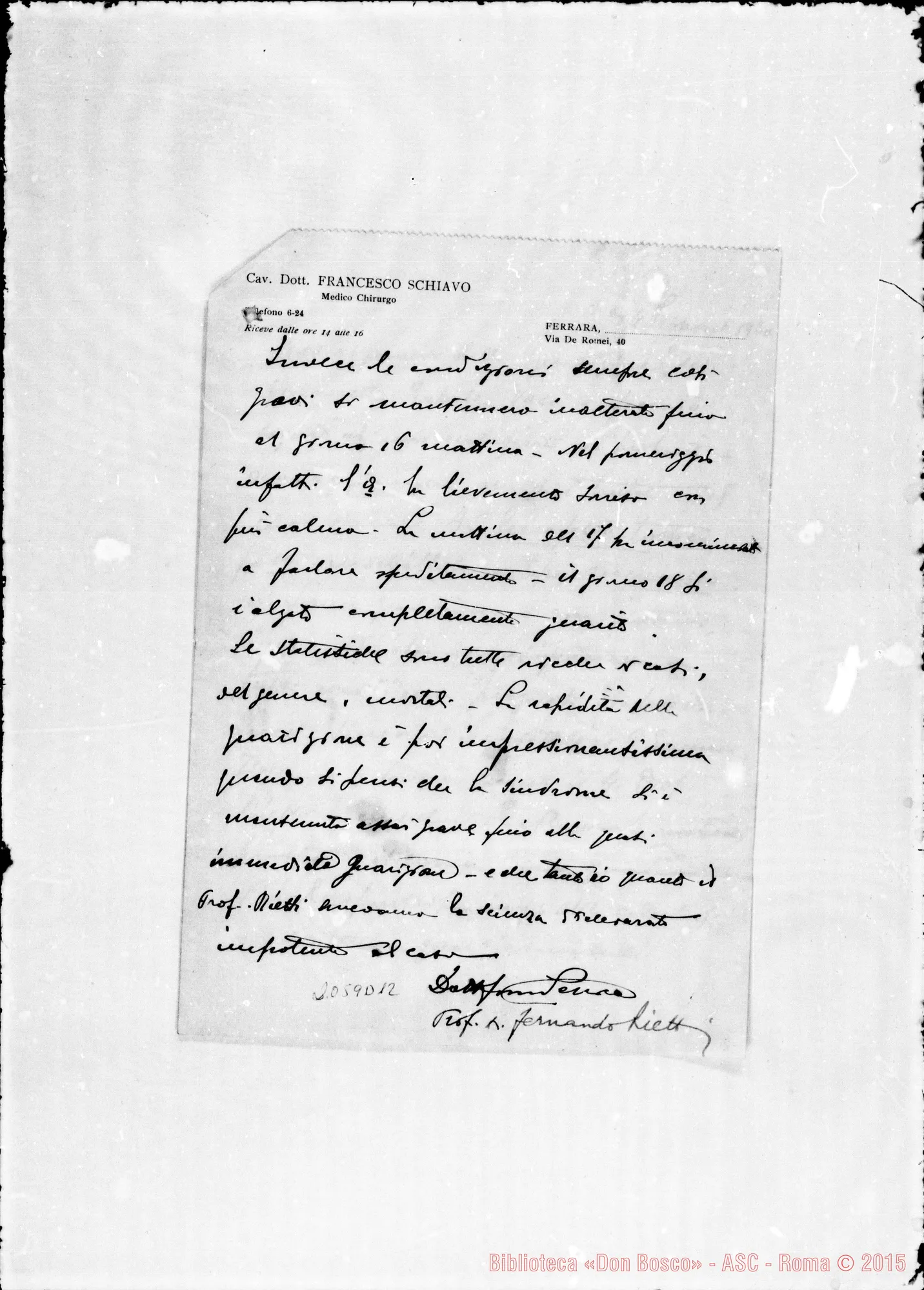 Fotogramma D 12 — Dott. Francesco Schiavo