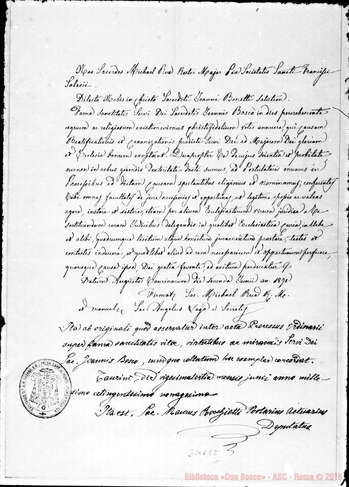 Fotogramma E 2 — Postulatori della Causa: D. Bonetti Giovanni