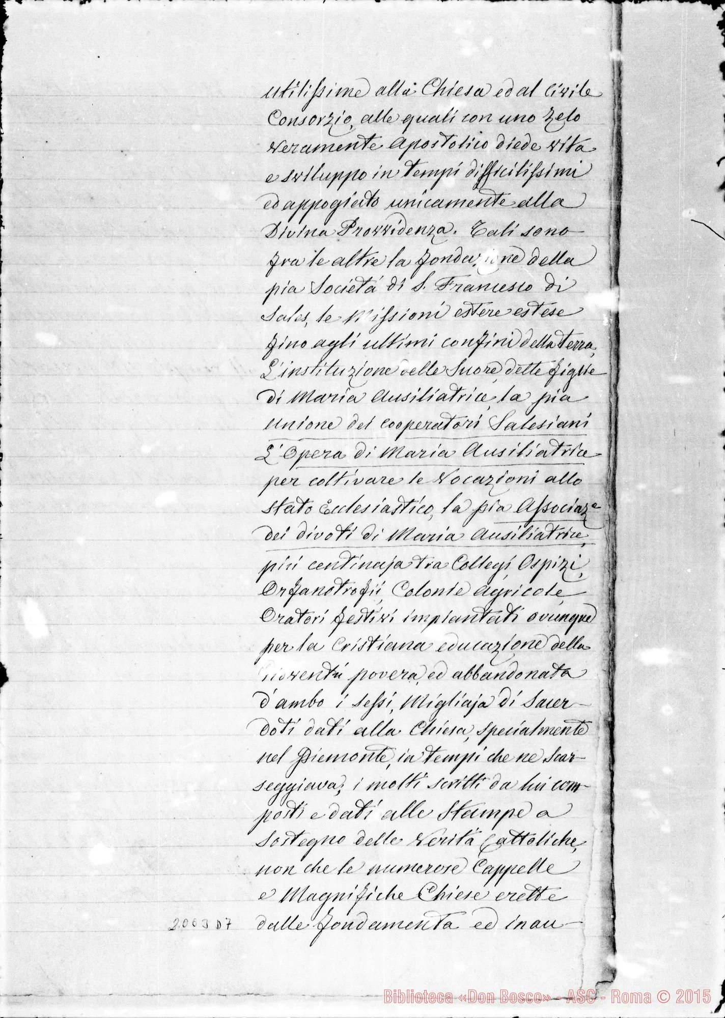 Fotogramma D 7 — Modulo di Lettera Postulatoria