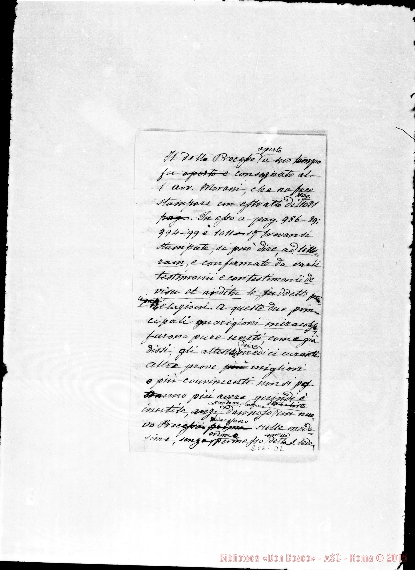 Fotogramma D 2 — D. Berto-D. Rinaldi. Minuta
