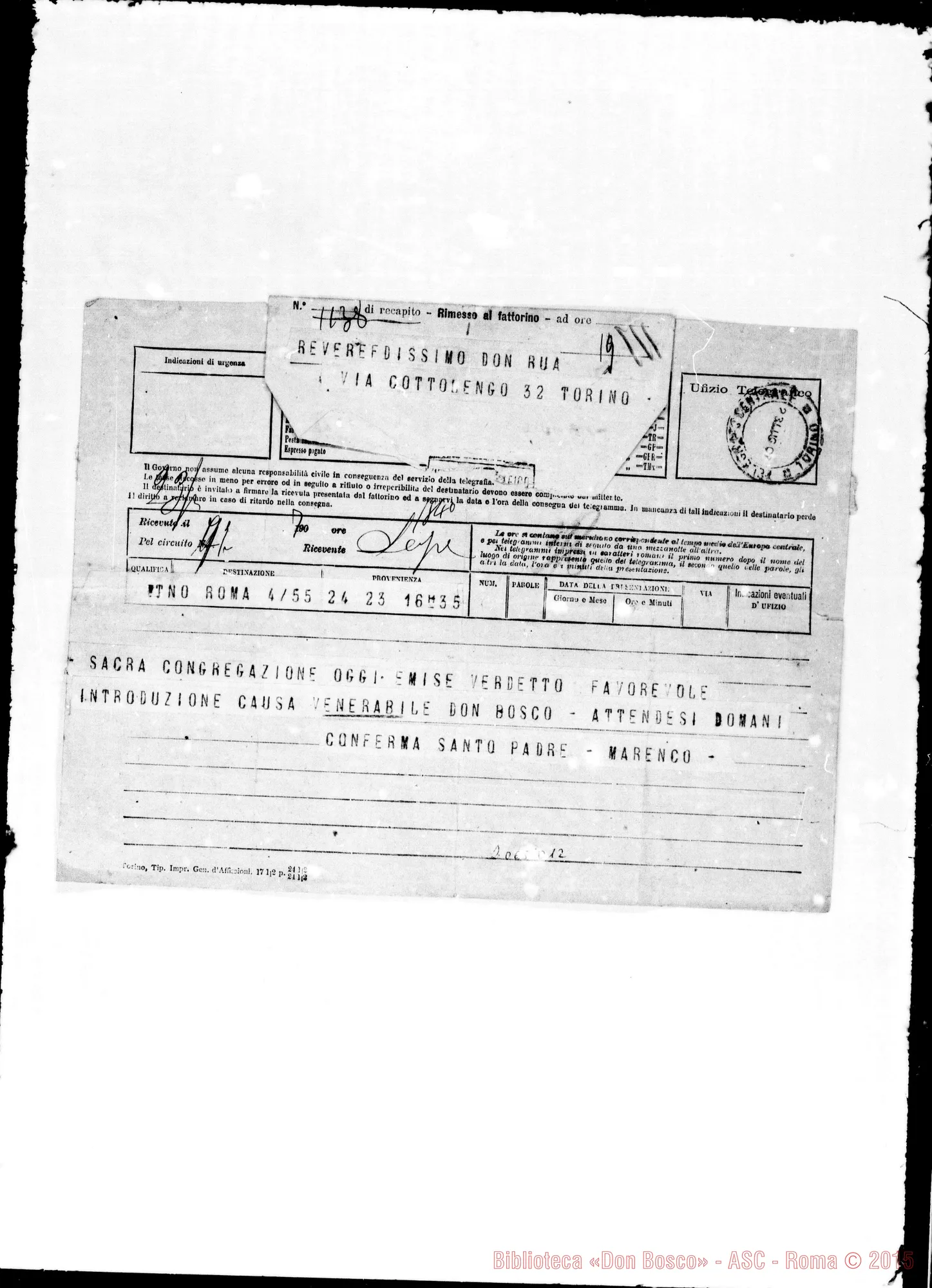 Fotogramma D 12 — D. Marenco-D. Rua. Telegramma