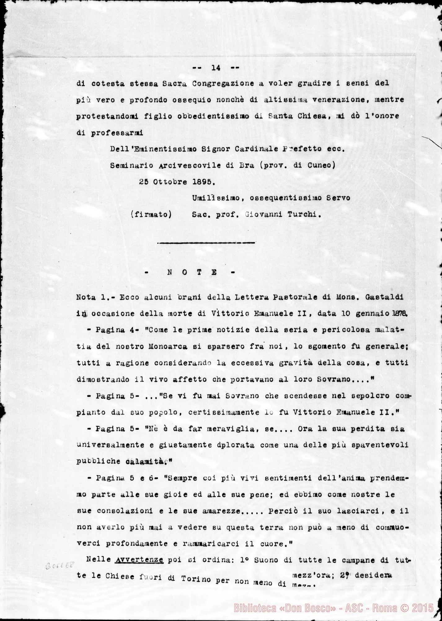 Fotogramma E 8 — D. Turchi Giov.-Card. Prefetto della Congr. dei Riti