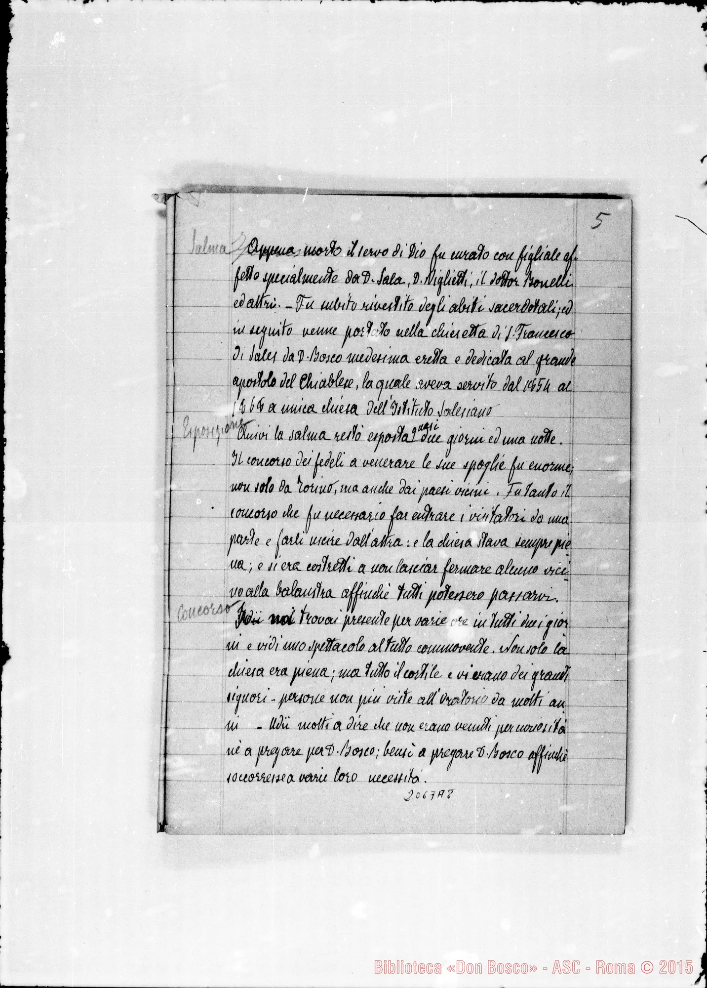 Fotogramma A 8 — Processo di non cultu: Quaderno ms. per deposizione