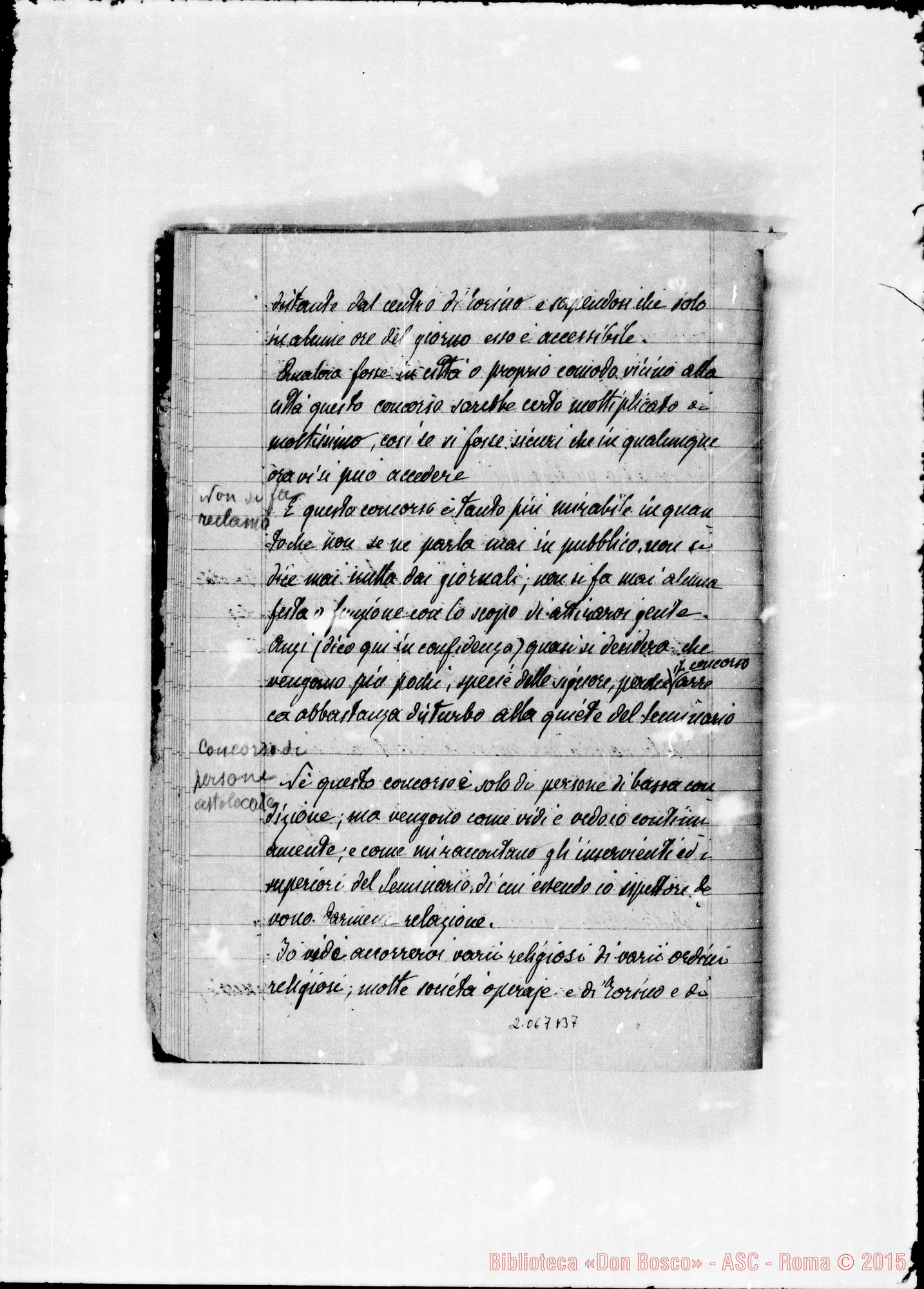 Fotogramma B 7 — Processo di non cultu: Quaderno ms. per deposizione