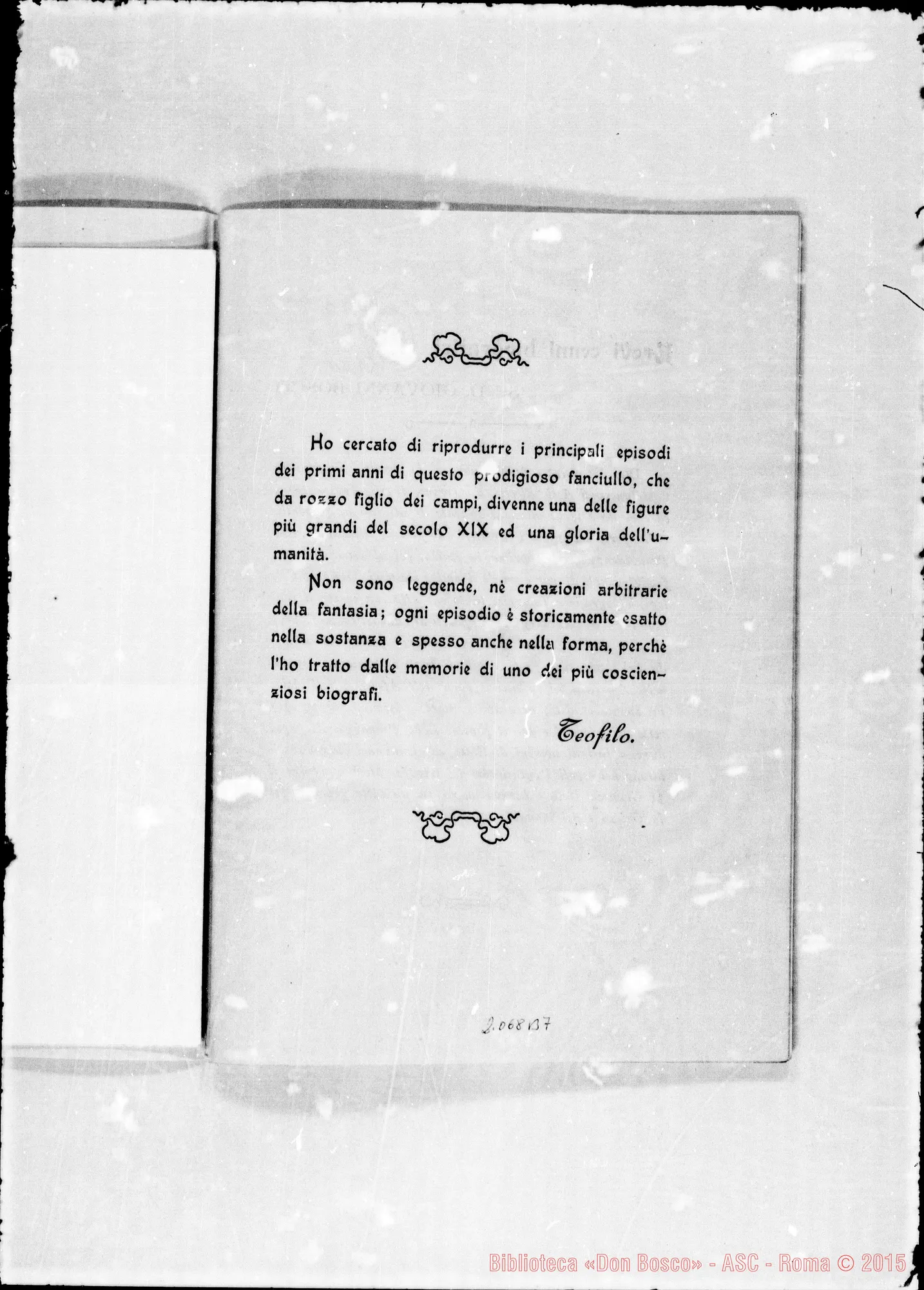 Fotogramma B 7 — «Don Bosco fanciullo». Bozzetto melodrammatico in due parti