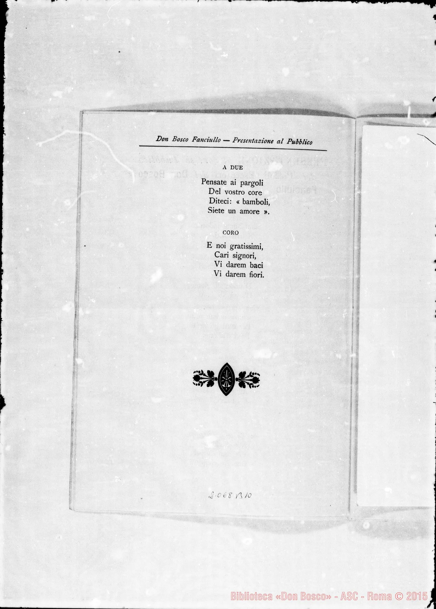 Fotogramma B 10 — «Don Bosco fanciullo». Bozzetto melodrammatico in due parti