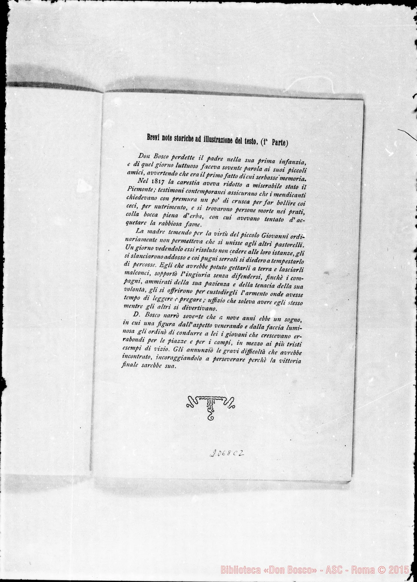 Fotogramma C 2 — «Don Bosco fanciullo». Bozzetto melodrammatico in due parti