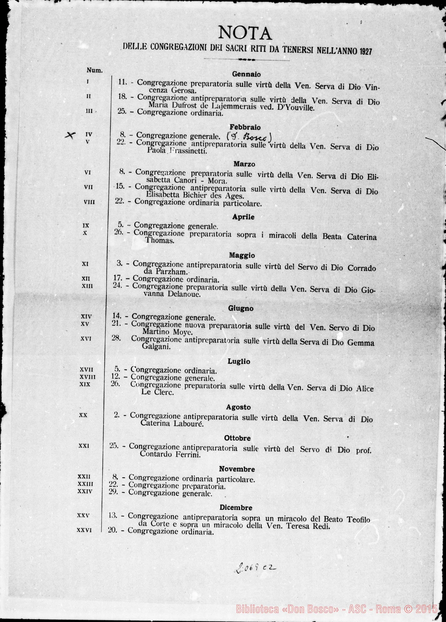 Fotogramma C 2 — Nota delle Congregazioni dei Sacri Riti… Stampato
