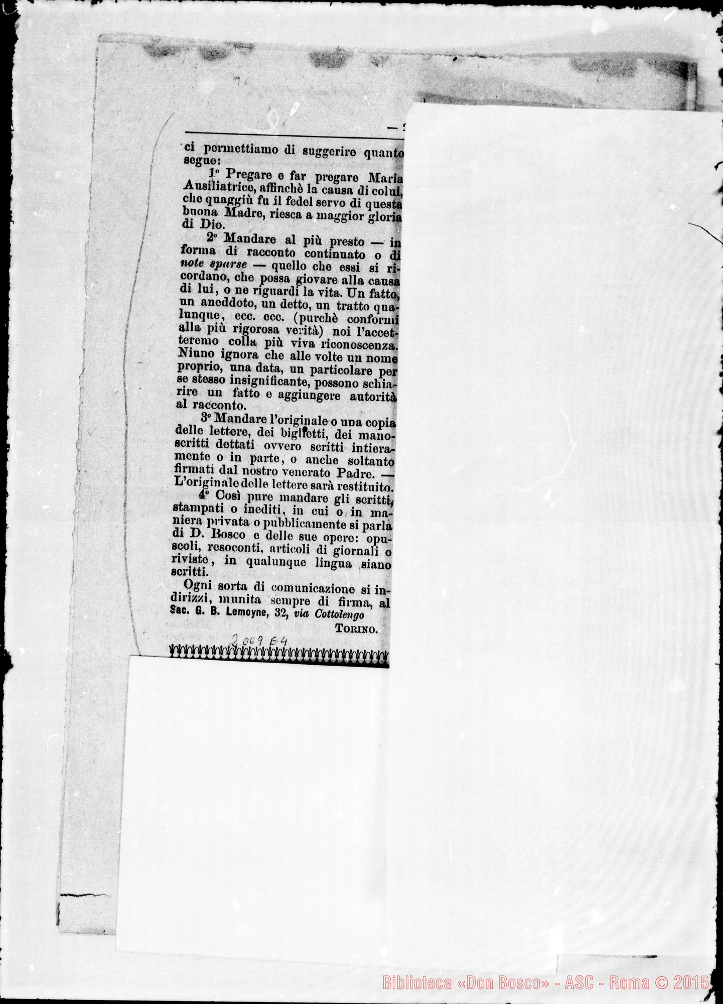 Fotogramma E 4 — Annunzio E preghiera. Stampato nel Bollettino