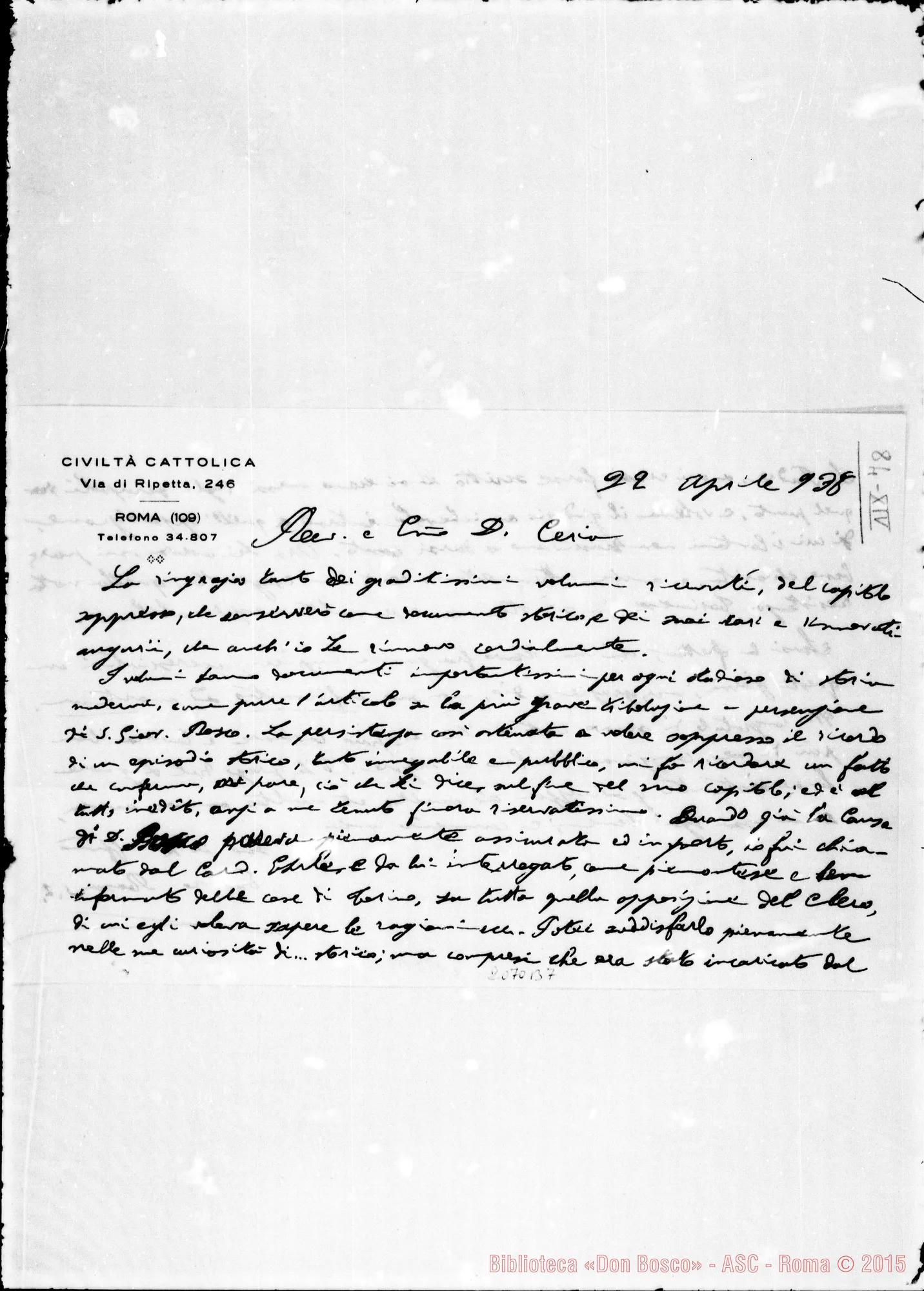 Fotogramma B 7 — Civiltà Cattolica (Enrico R.)-D. Ceria