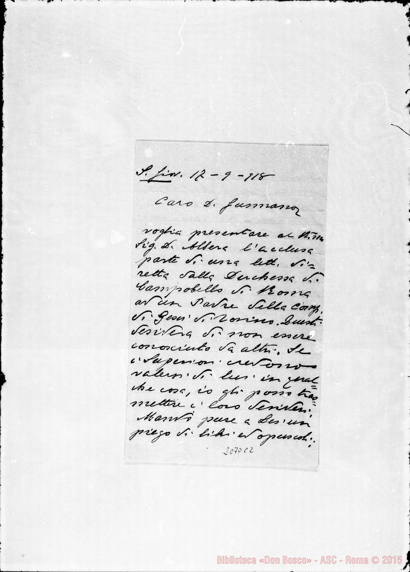 Fotogramma C 2 — a D. Gusmano: Lettera dal can.