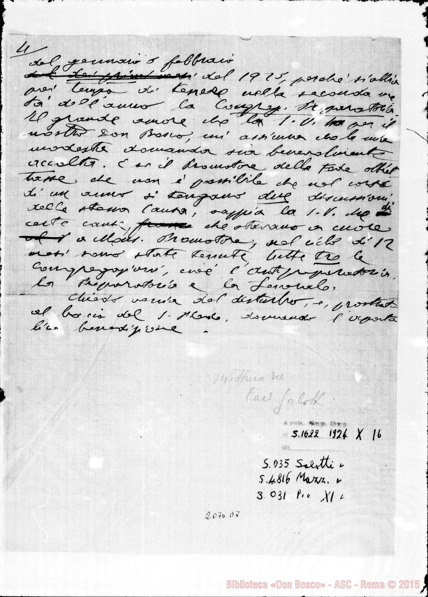 Fotogramma D 7 — Minuta di lettera A Santo Padre