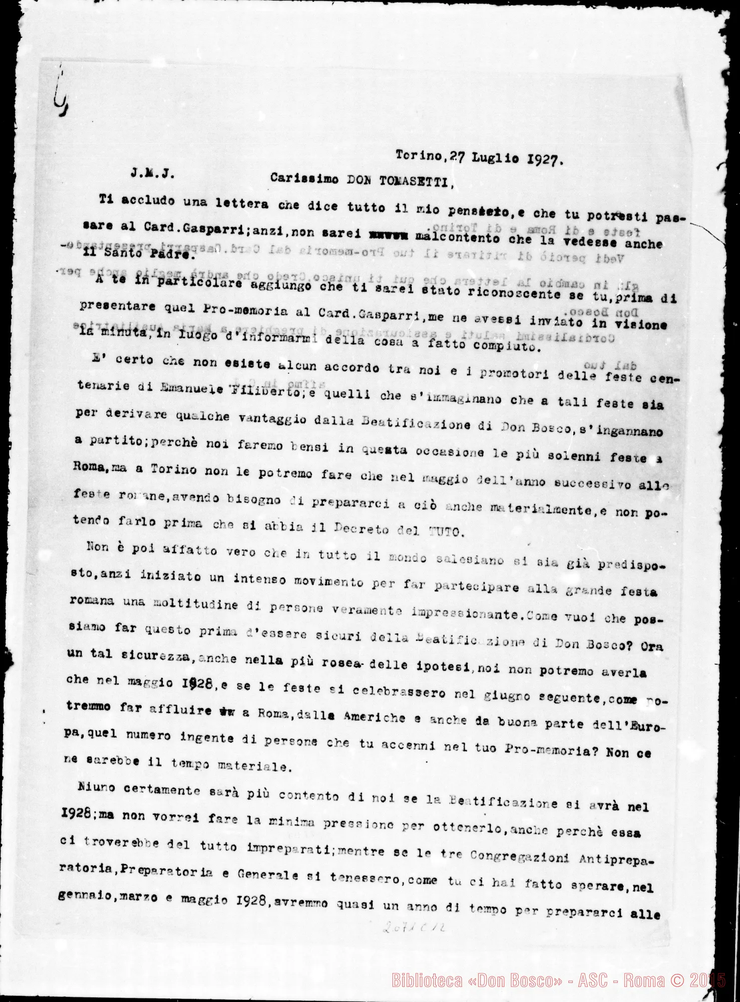 Fotogramma C 12 — A D. Tomasetti. Copia di lettera