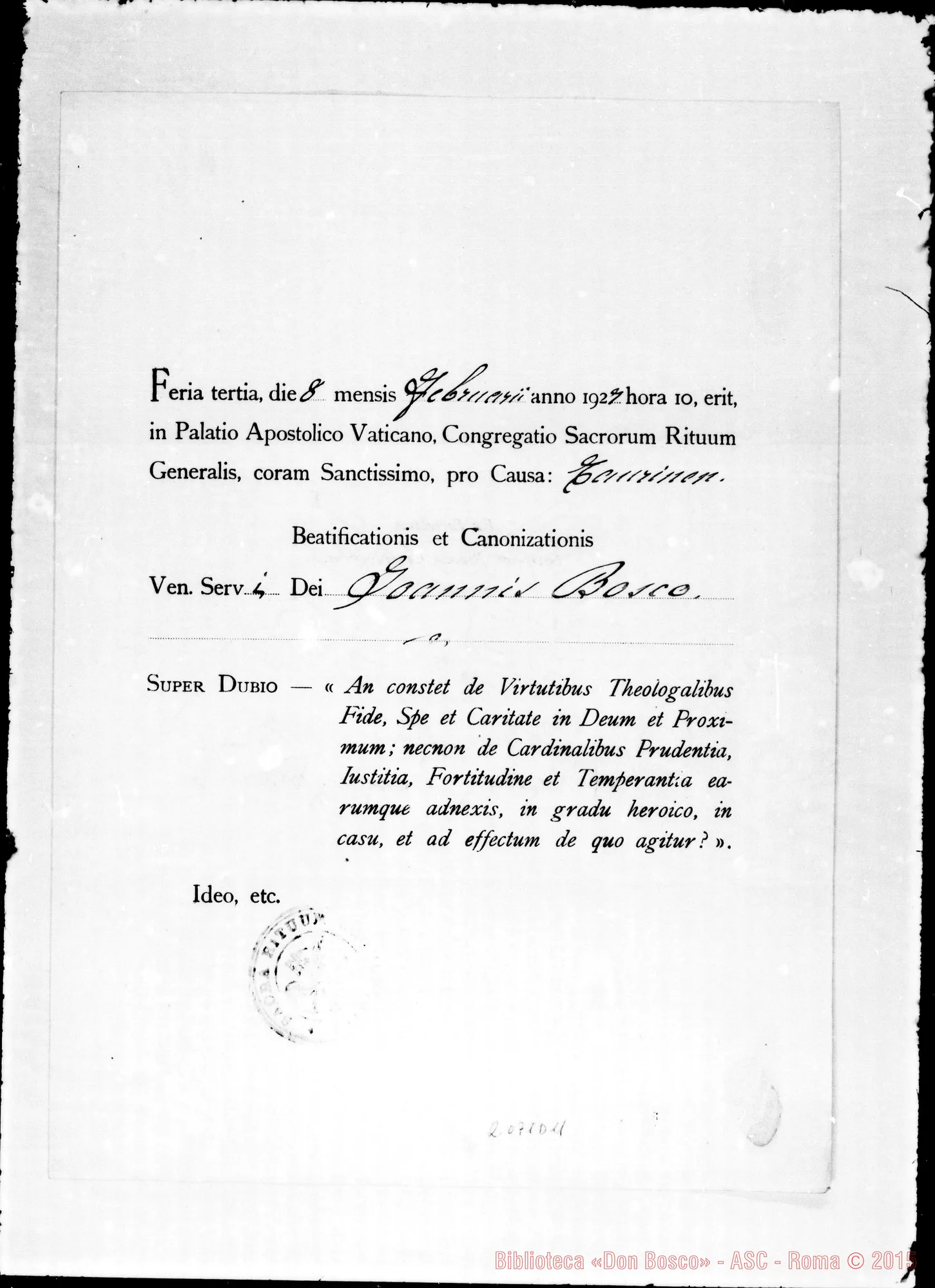 Fotogramma D 11 — Citazioni alle sedute per D. Tomasetti (3)