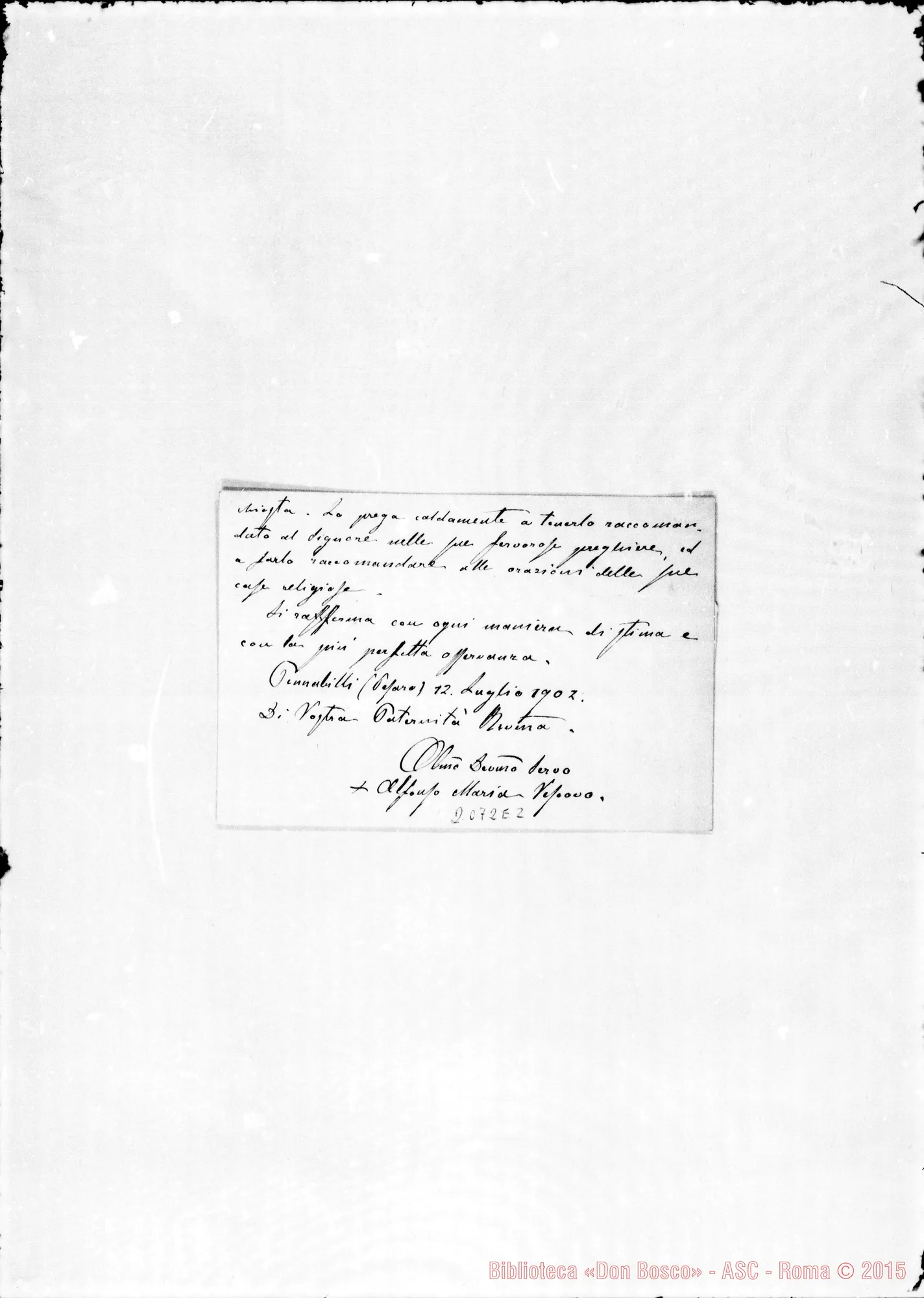 Fotogramma E 2 — Mons. Alfonso Andreoli, vesc. di Montefeltro