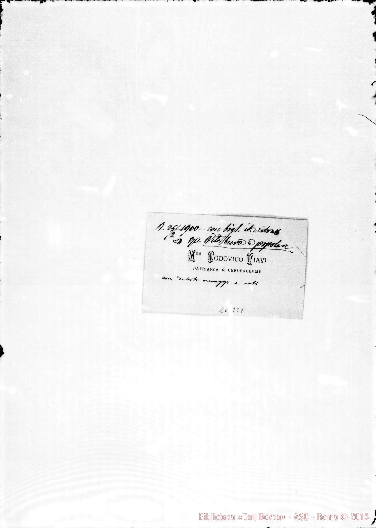 Fotogramma E 7 — Mons. Lodovico Piavi, Patriarca di Gerusalemme