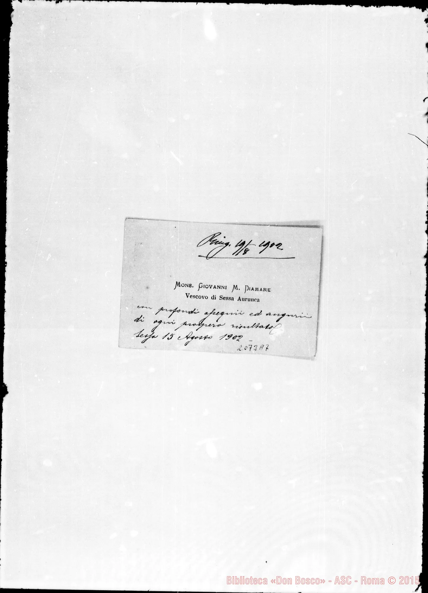Fotogramma A 7 — Mons. Giovanni M. Diamara, vesc. di Sessa Aurunca
