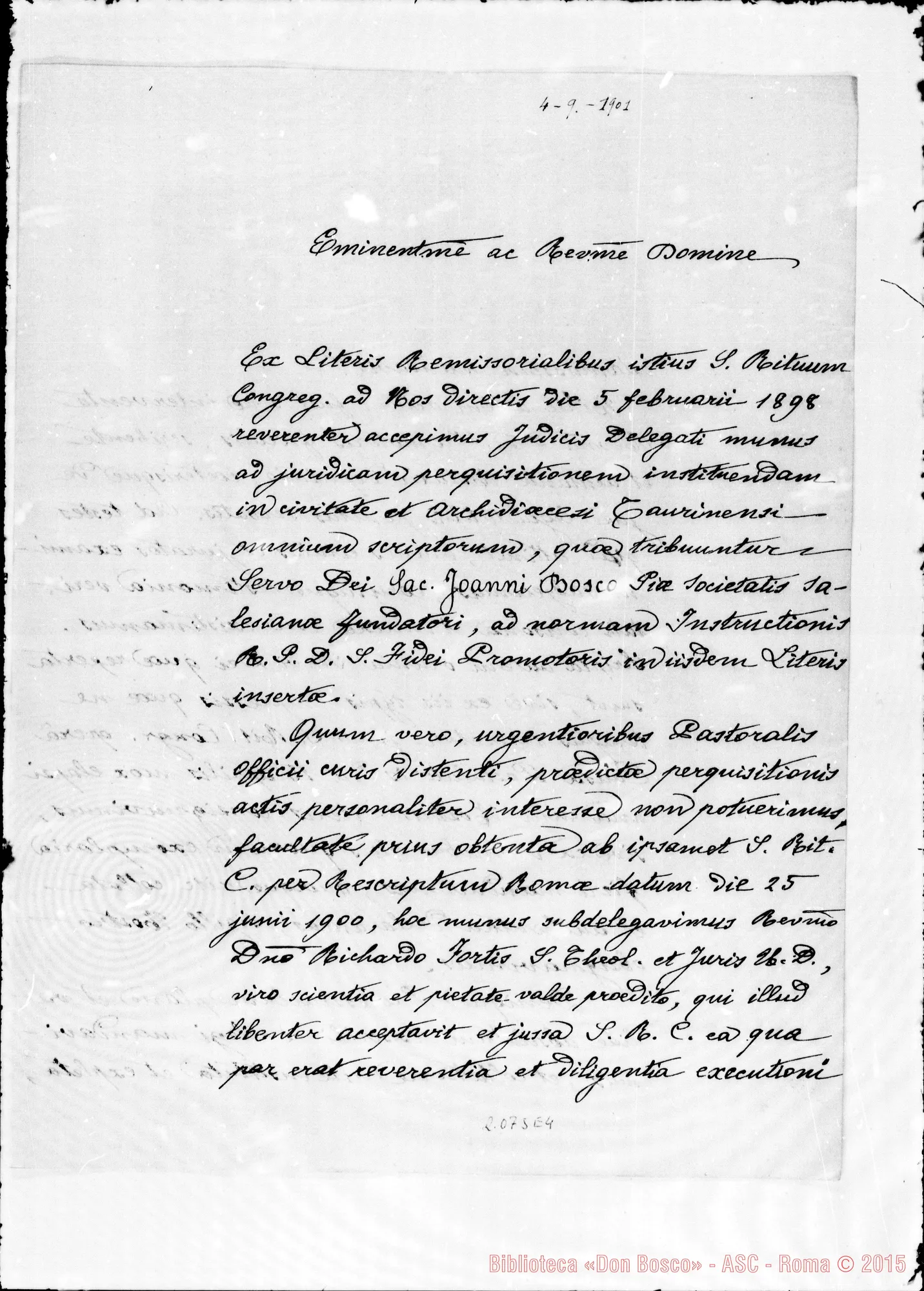 Fotogramma E 4 — «Ex literis Remissorialibus…»