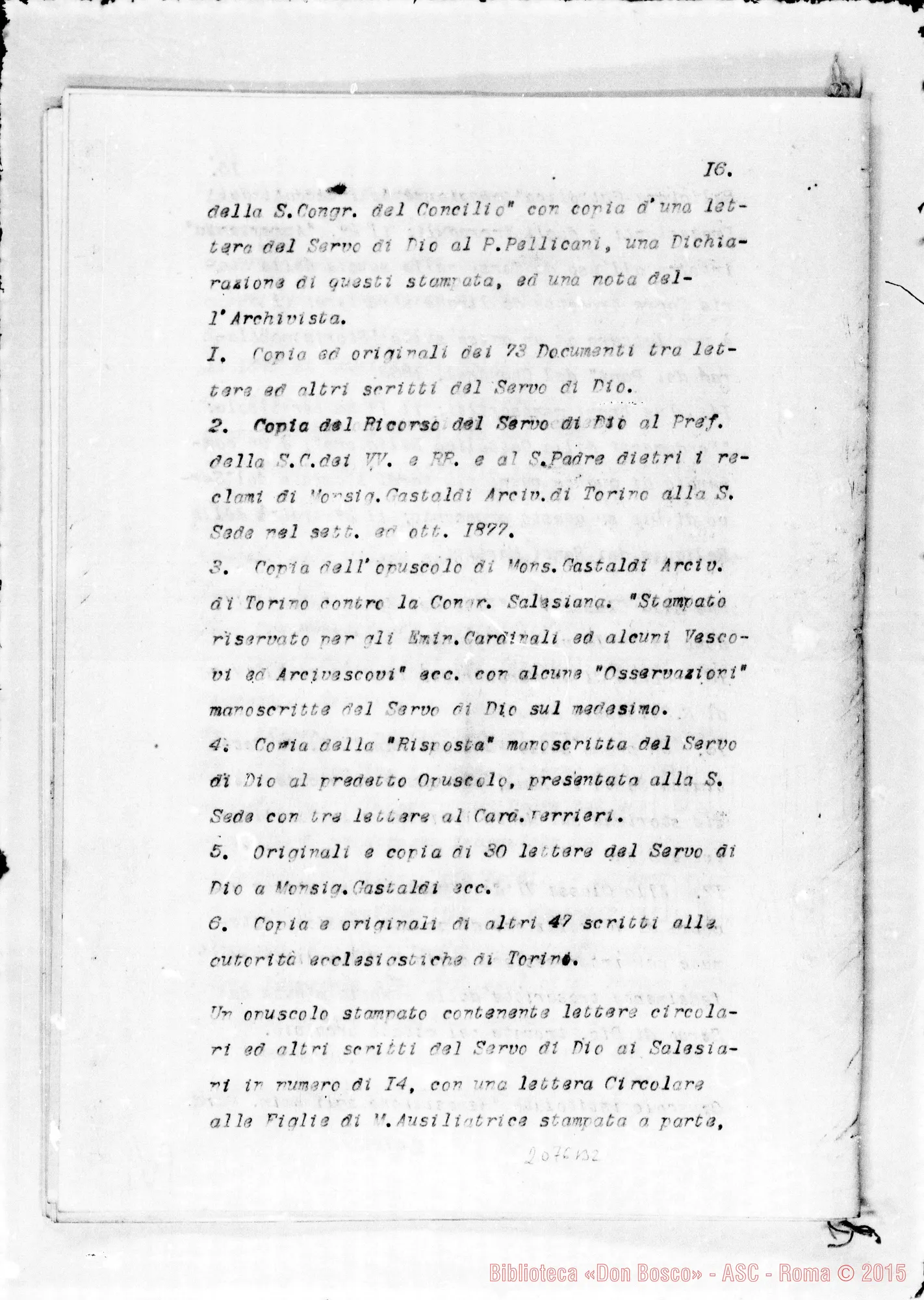 Fotogramma B 2 — Copia autentica degli scritti… registrati presso la S.C. dei Riti