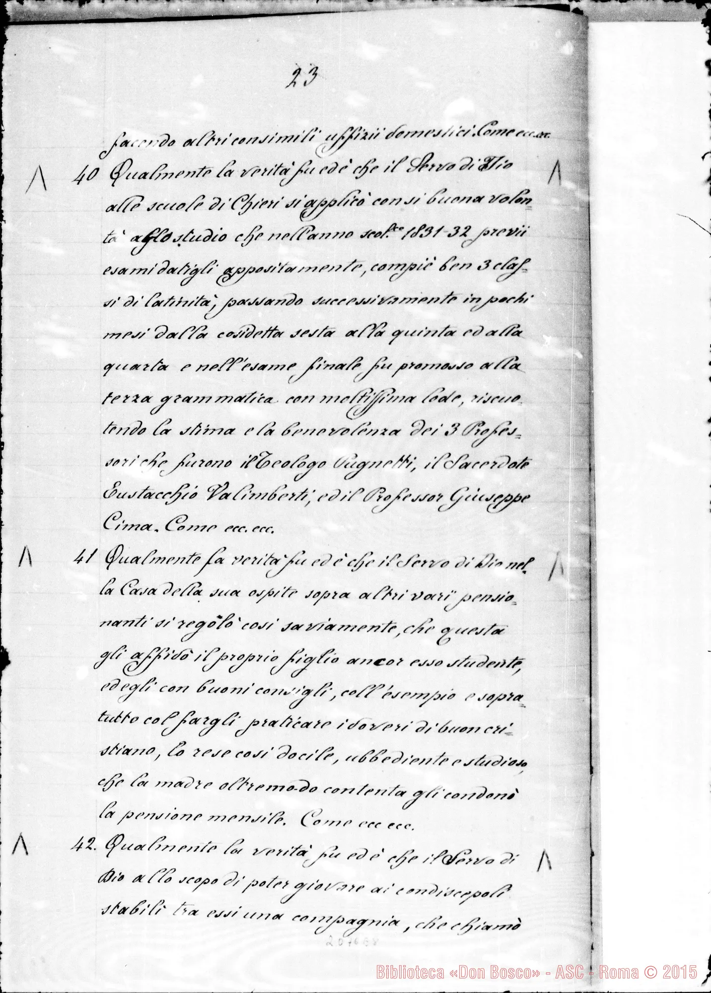 Fotogramma E 8 — Registro ms. di Proposizioni E Articoli su D. Bosco (408 art.)