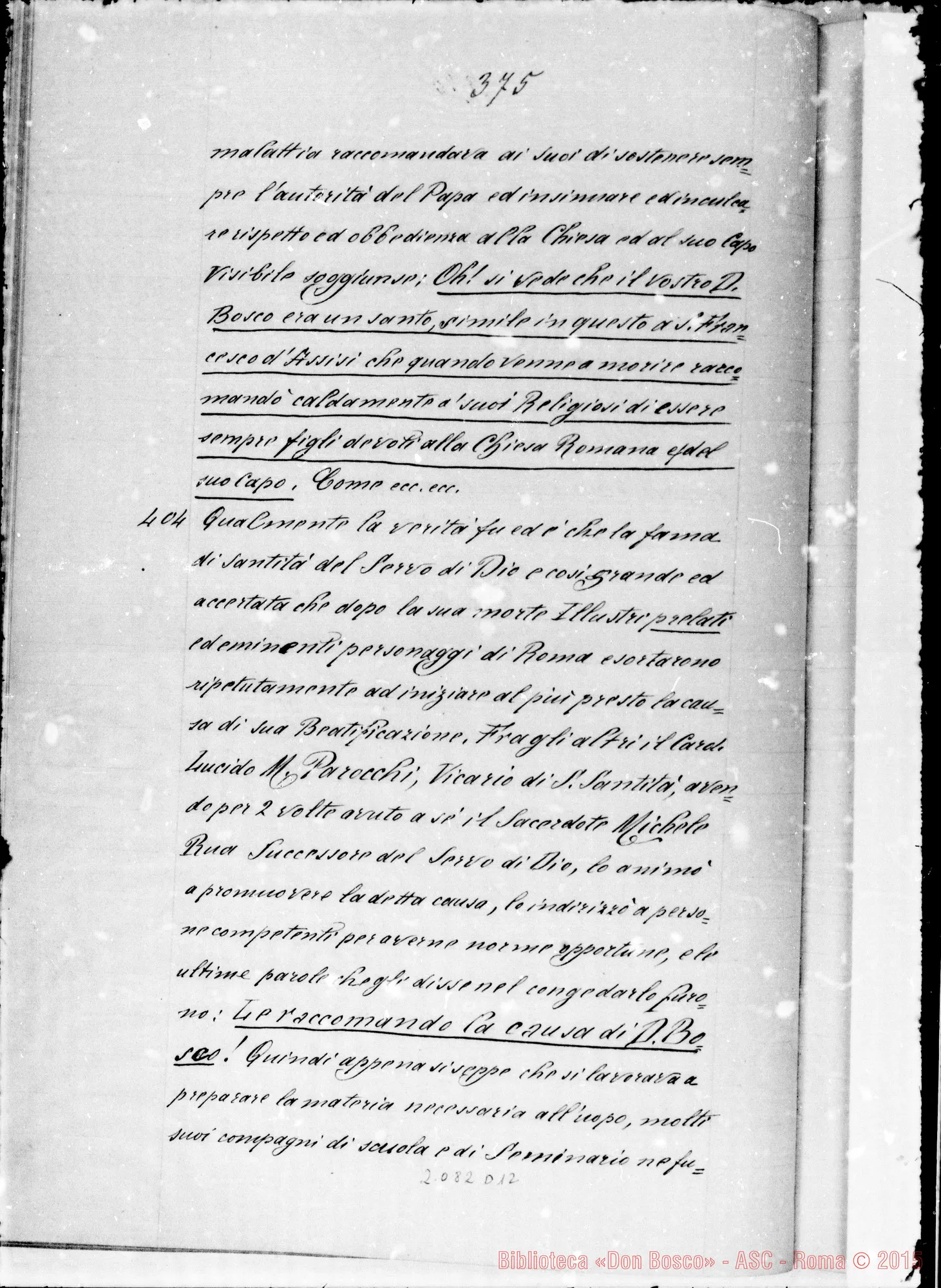 Fotogramma D 12 — Registro ms. di Proposizioni E Articoli su D. Bosco (408 art.)