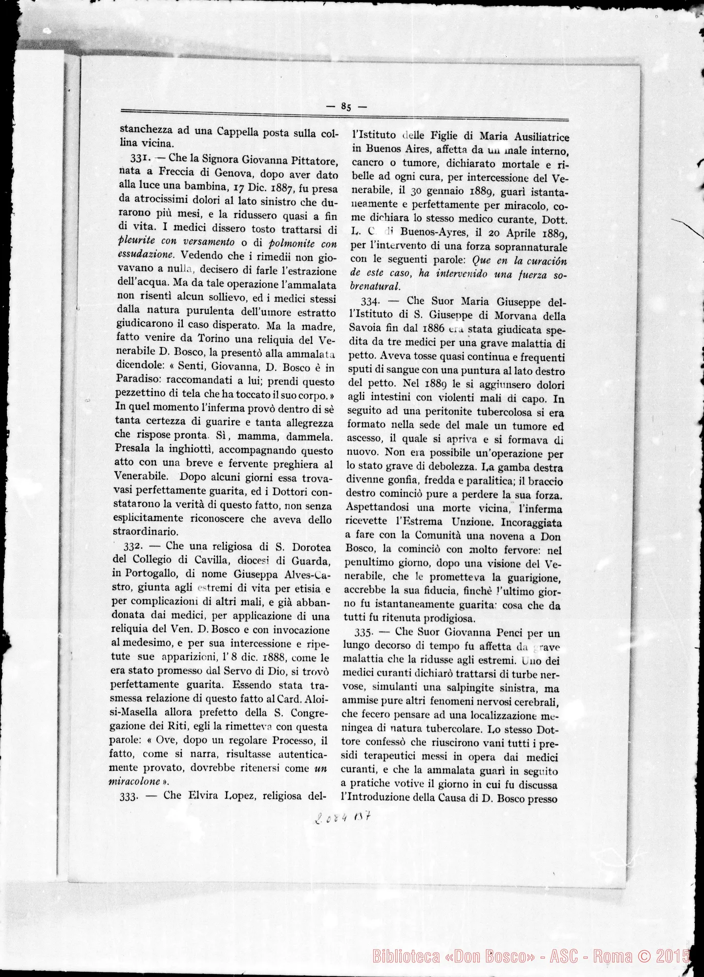 Fotogramma B 7 — Fascicolo stampato: Proposizioni E articoli su D. Bosco (365 art.)