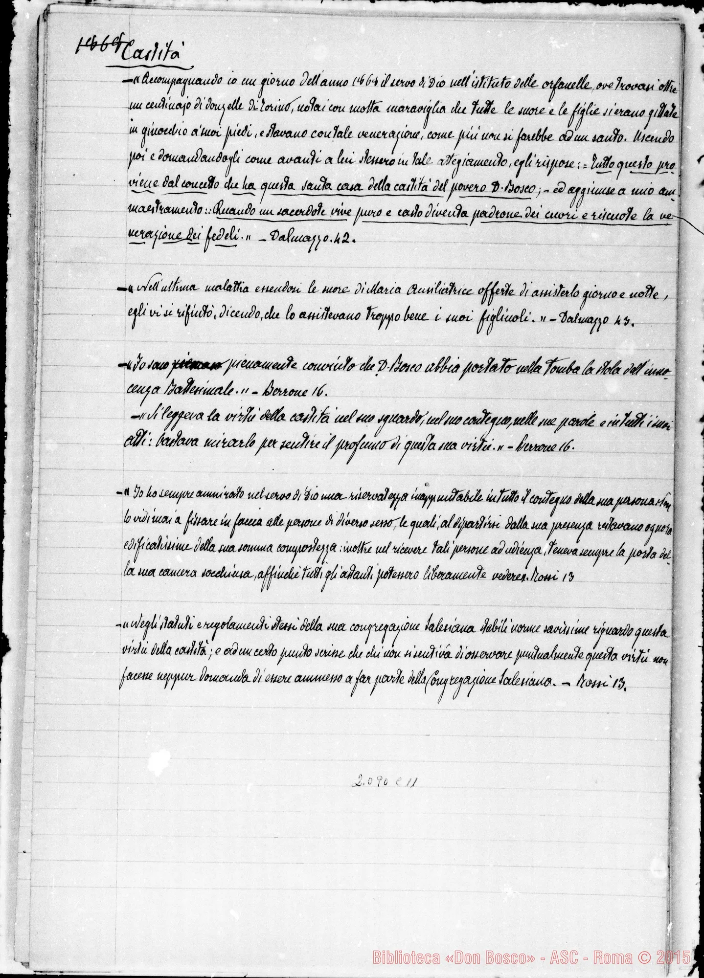 Fotogramma C 11 — Appunti ms. sulle virtù di Don Bosco