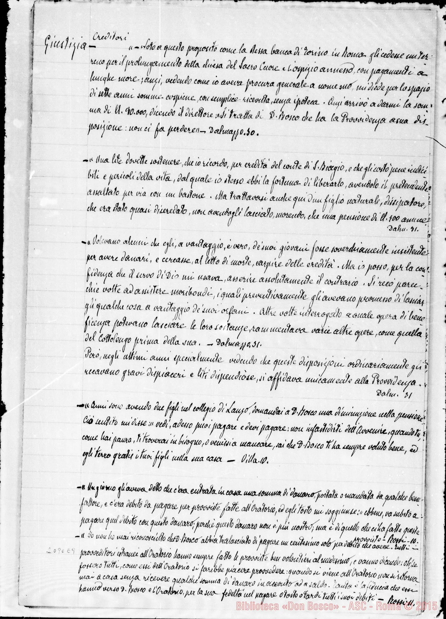 Fotogramma E 9 — Appunti ms. sulle virtù di Don Bosco
