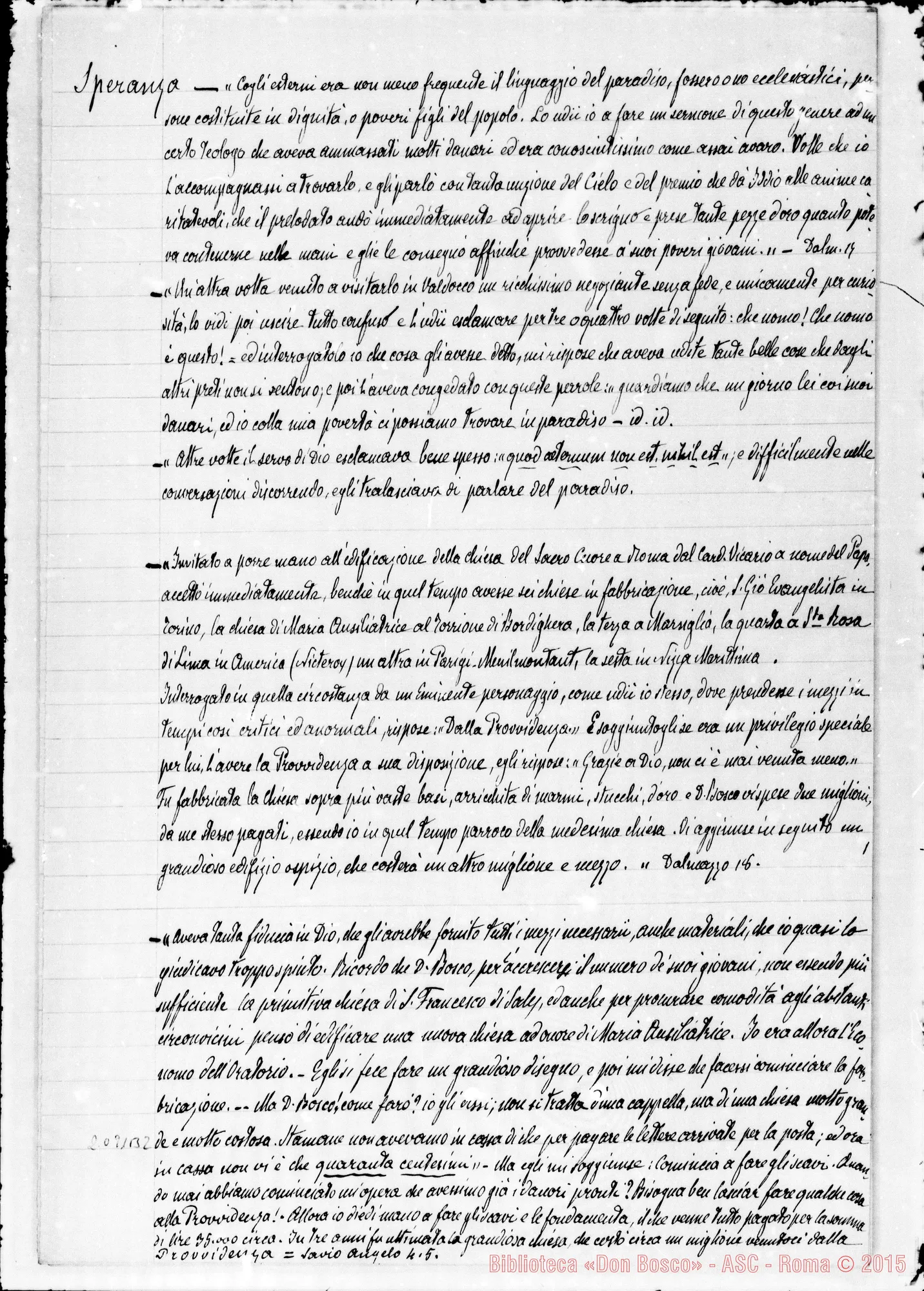 Fotogramma B 2 — Appunti ms. sulle virtù di Don Bosco