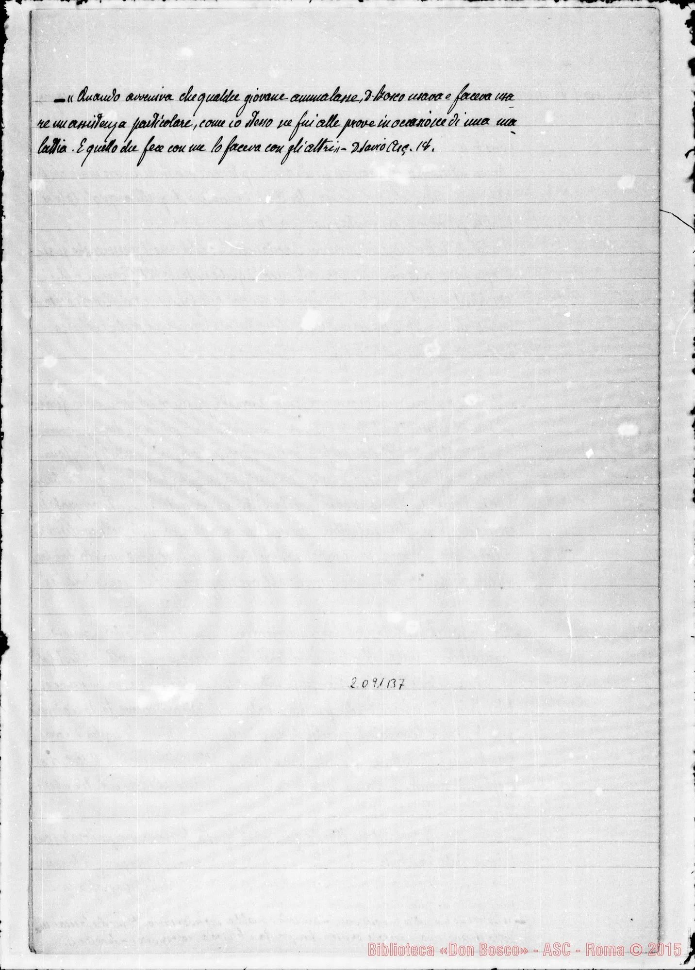 Fotogramma B 7 — Appunti ms. sulle virtù di Don Bosco
