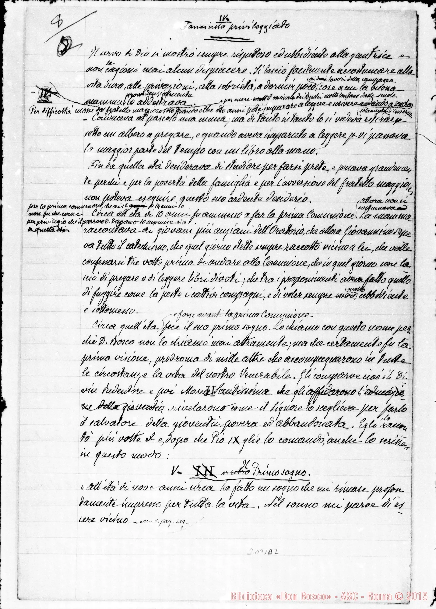 Fotogramma D 2 — Appunti ms.: Principali date della vita di D. Bosco