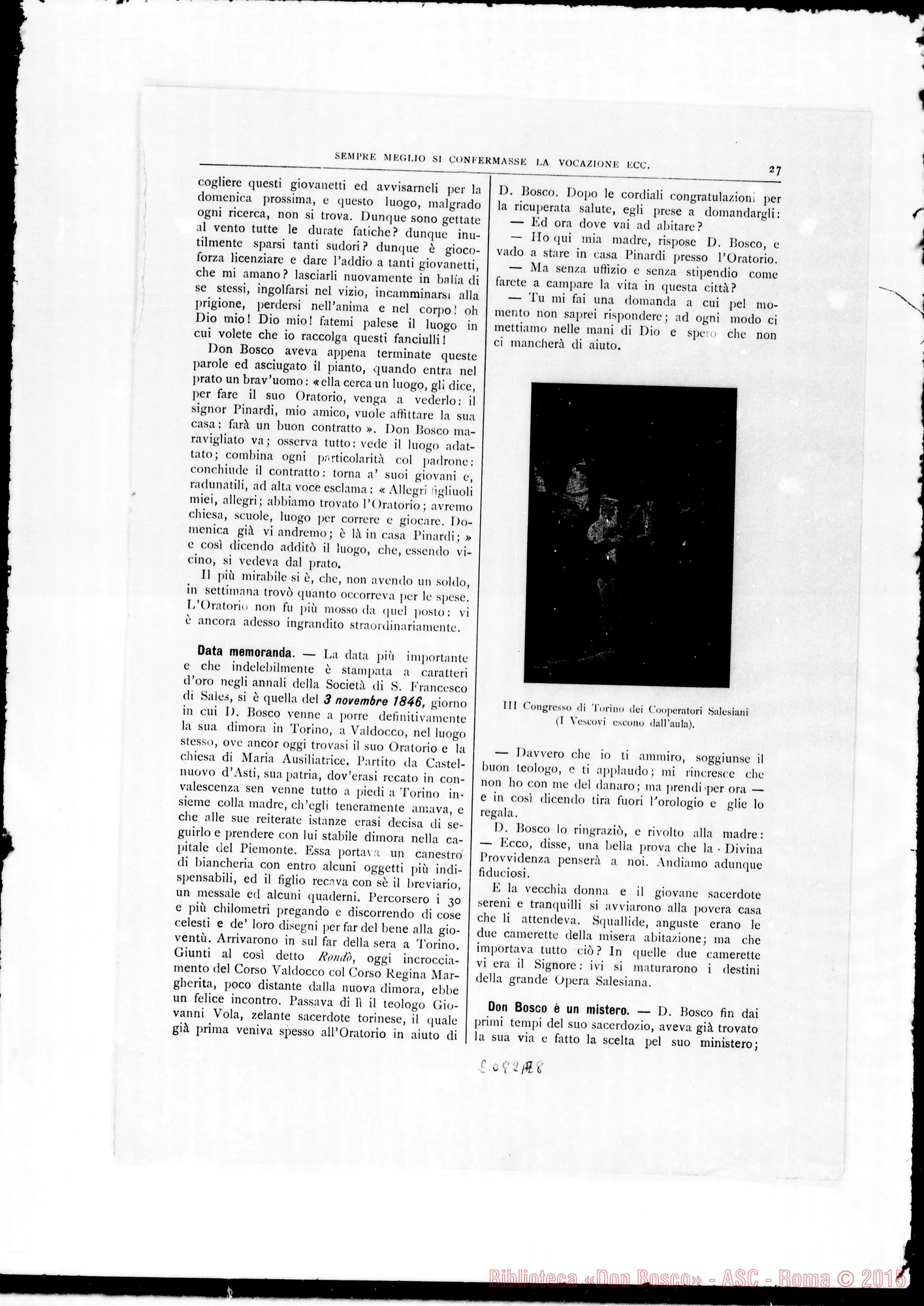 Fotogramma A 8 — Appunti ms.: Principali date della vita di D. Bosco