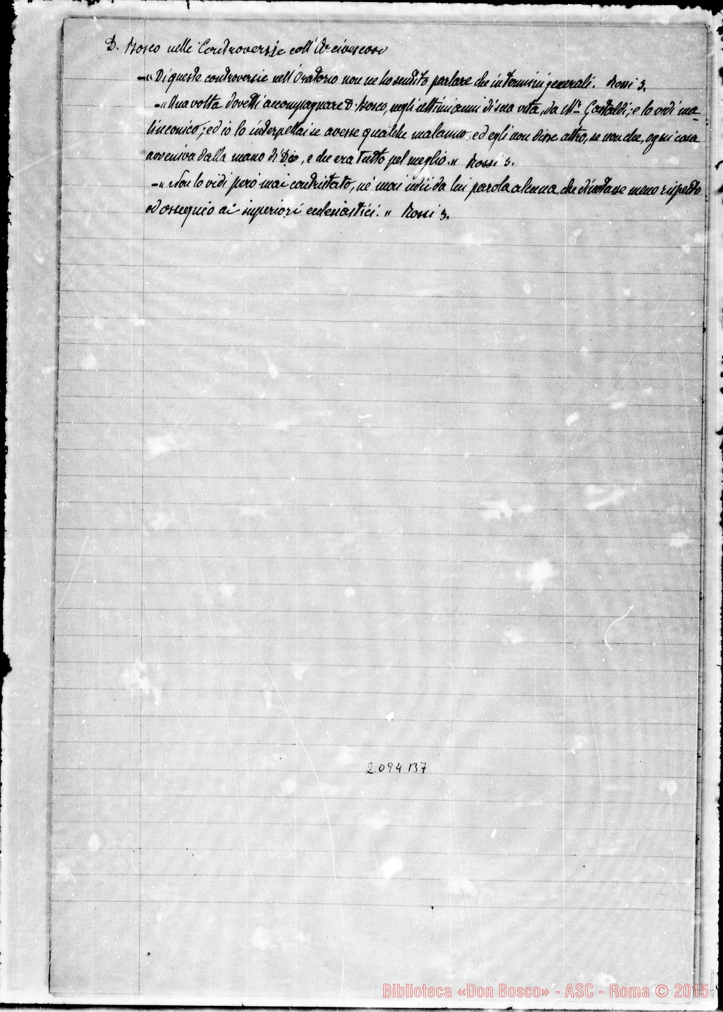 Fotogramma B 7 — Appunti ms.: Detti E fatti ricavati dalla vita di D. Bosco