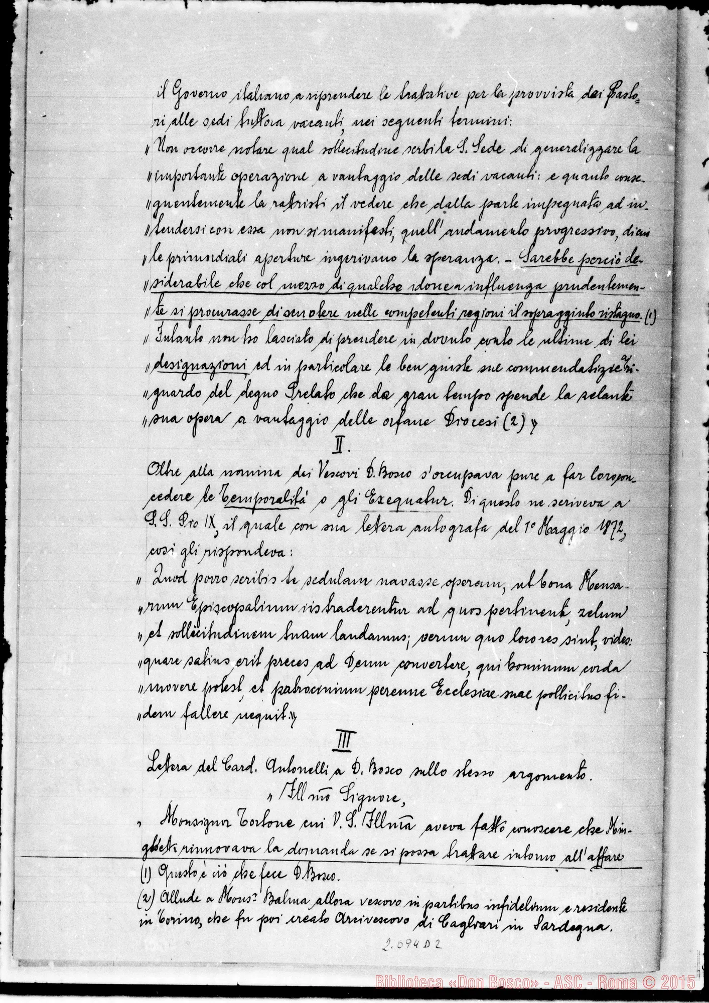 Fotogramma D 2 — Copia di lettere sulla nomina dei Vescovi alle sedi vacanti d’Italia