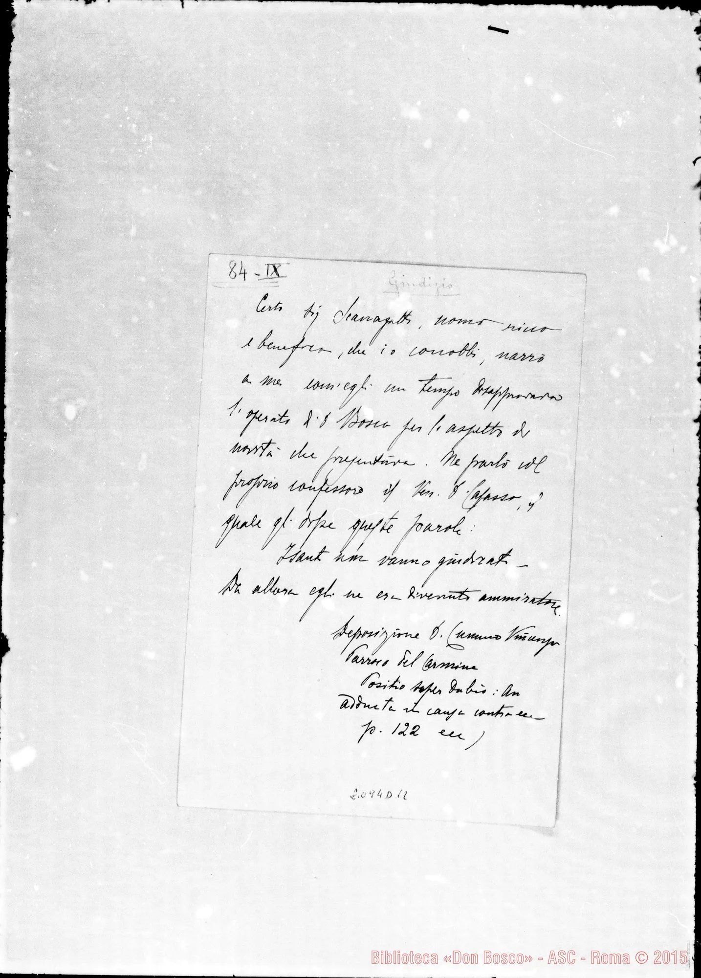 Fotogramma D 12 — Deposizione del Parroco del Carmine