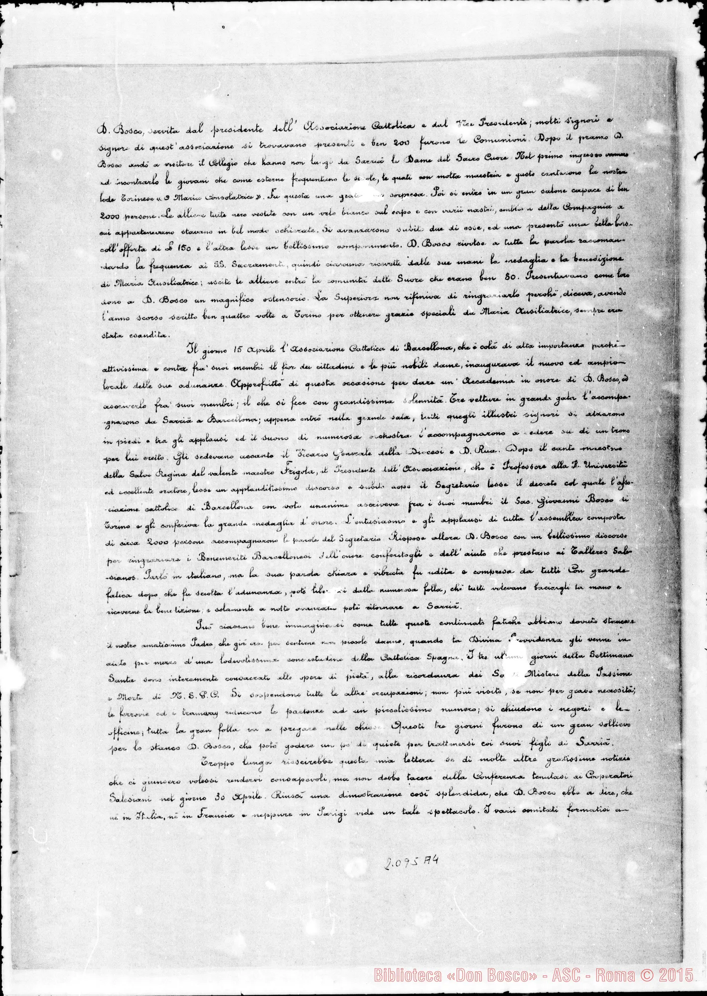Fotogramma A 4 — Lettera circolare di D. Durando nel 1886