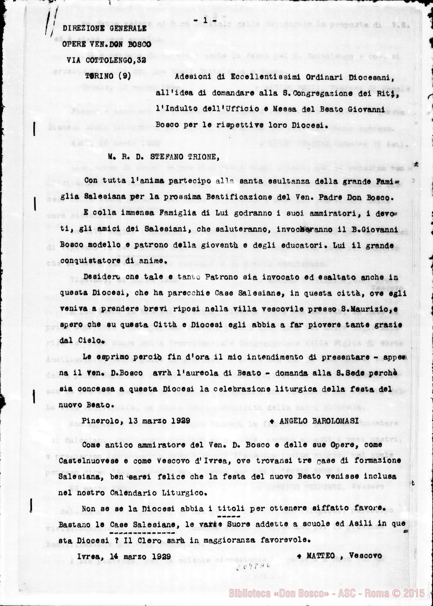 Fotogramma A 6 — Adesioni di Eccellentissimi Ordinari… Copia dattil.