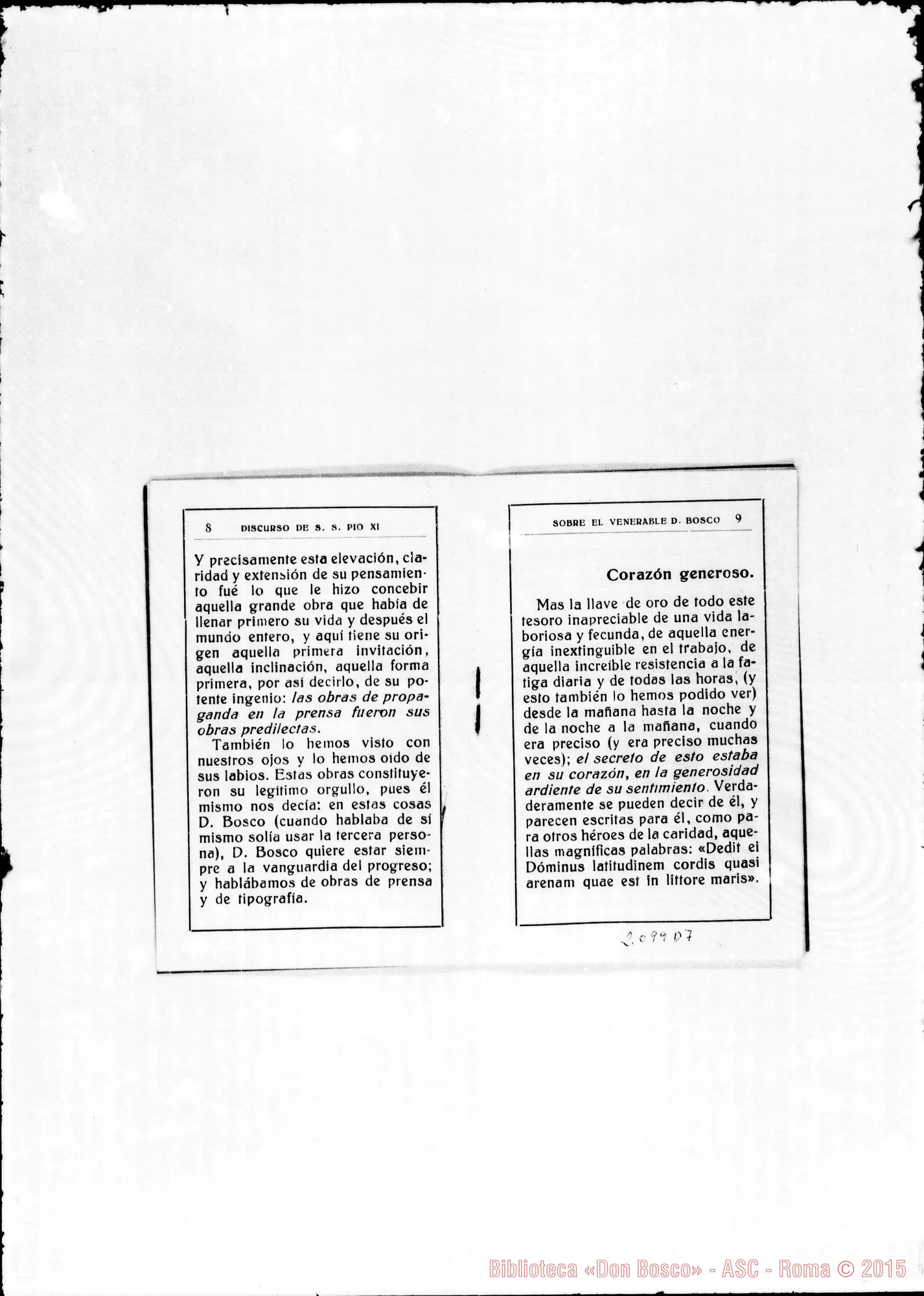 Fotogramma D 7 — Discorso in lingua spagnola. Stampato