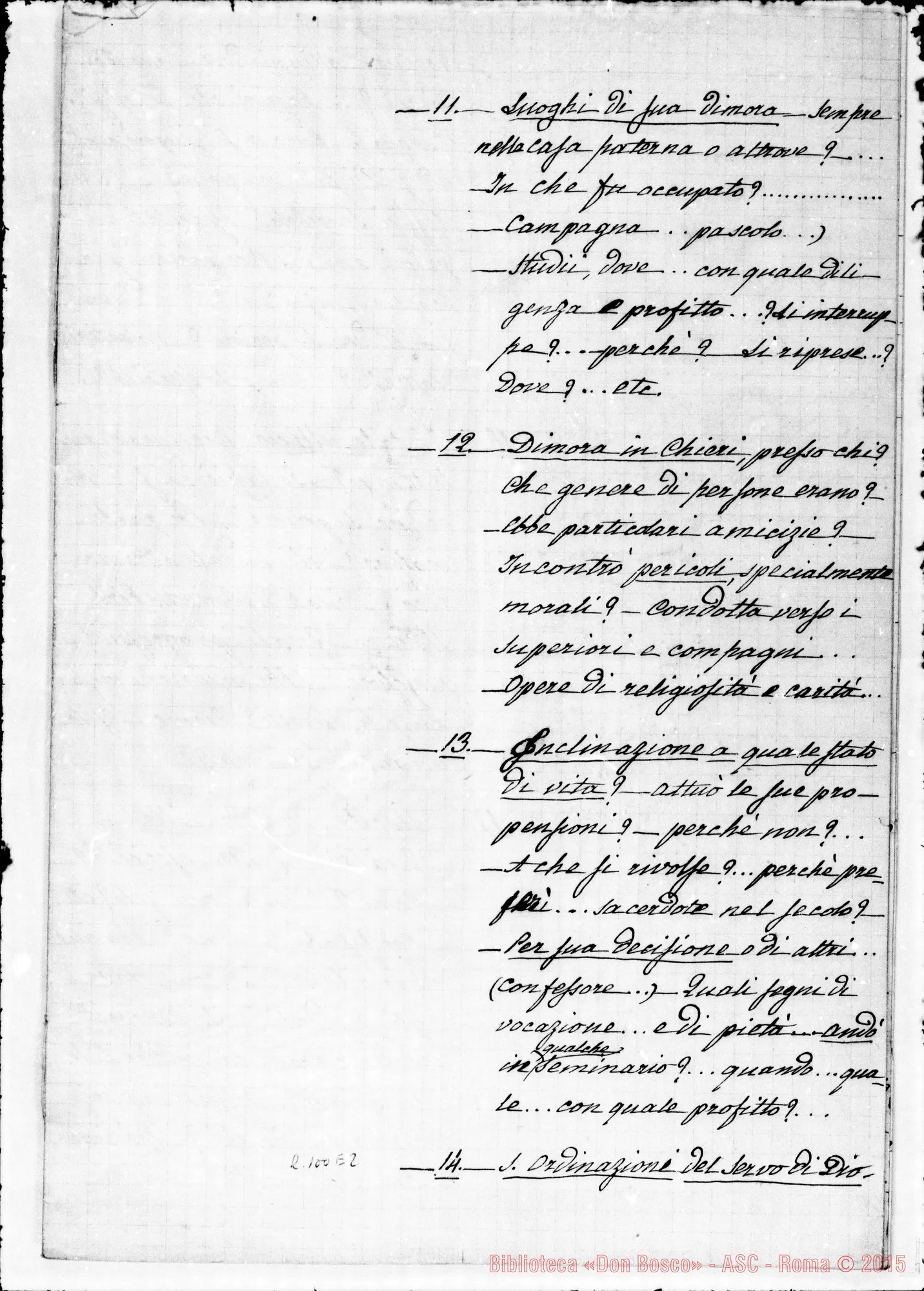 Fotogramma E 2 — Interrogatorii dal N. 11 al 84… per il processo Apostolico