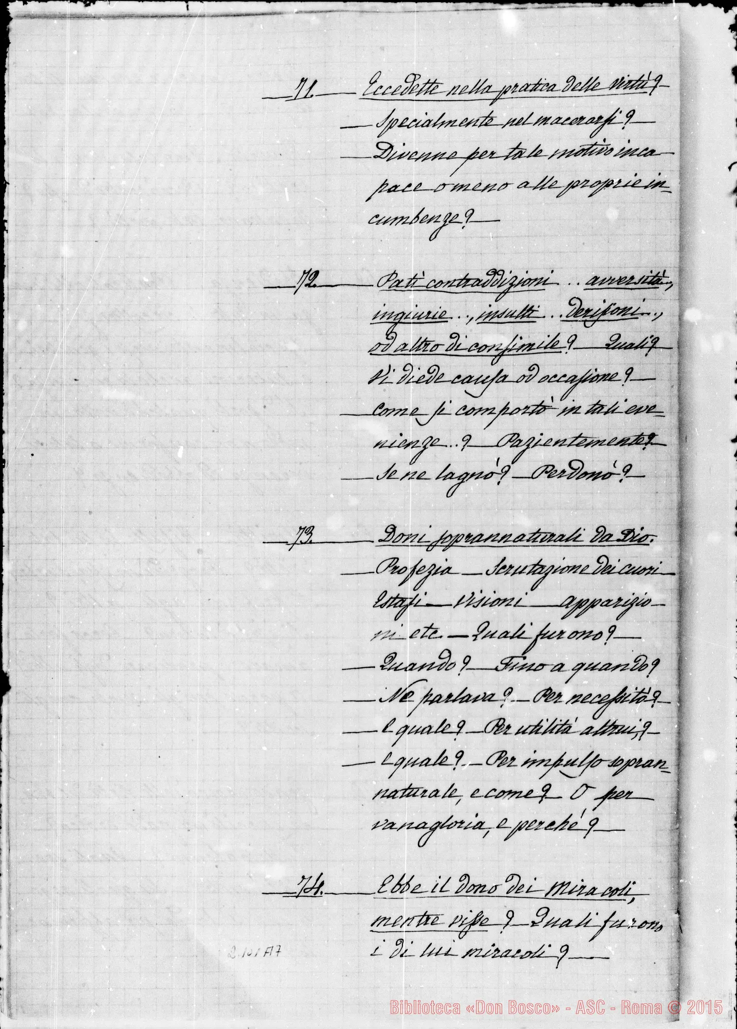 Fotogramma A 7 — Interrogatorii dal N. 11 al 84… per il processo Apostolico