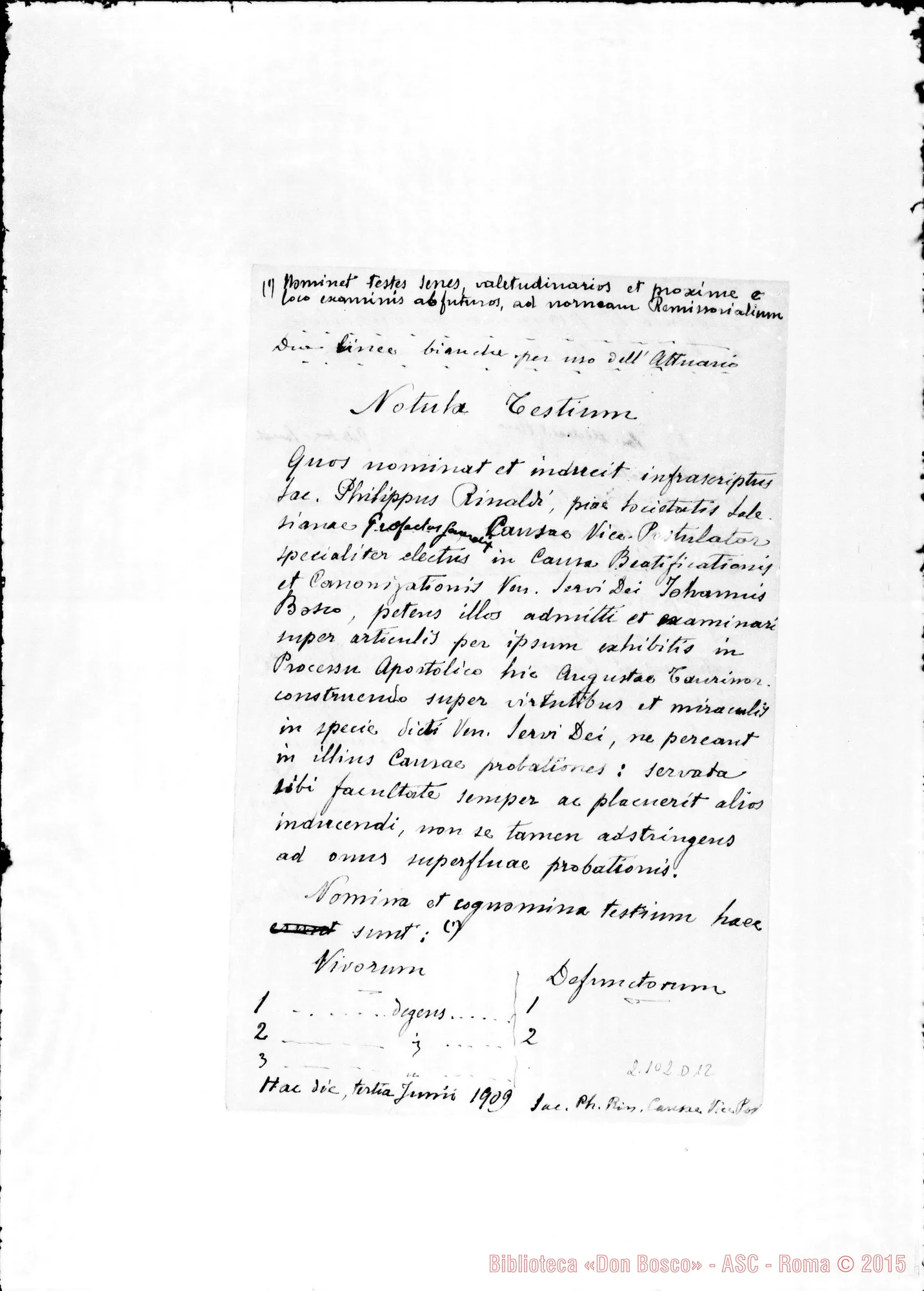Fotogramma D 12 — Notula testium…