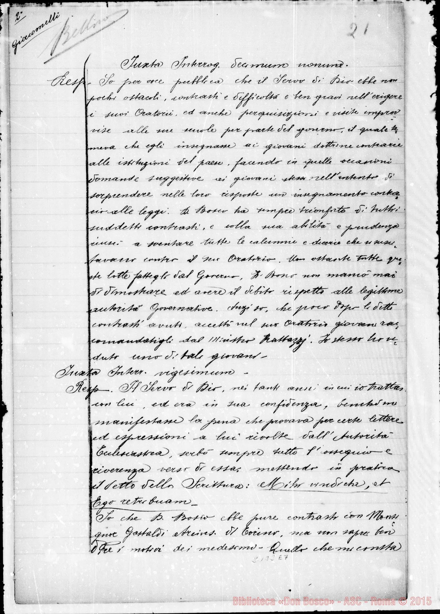 Fotogramma E 7 — D. Giacomelli Giov. Frco.: Ms. copia A