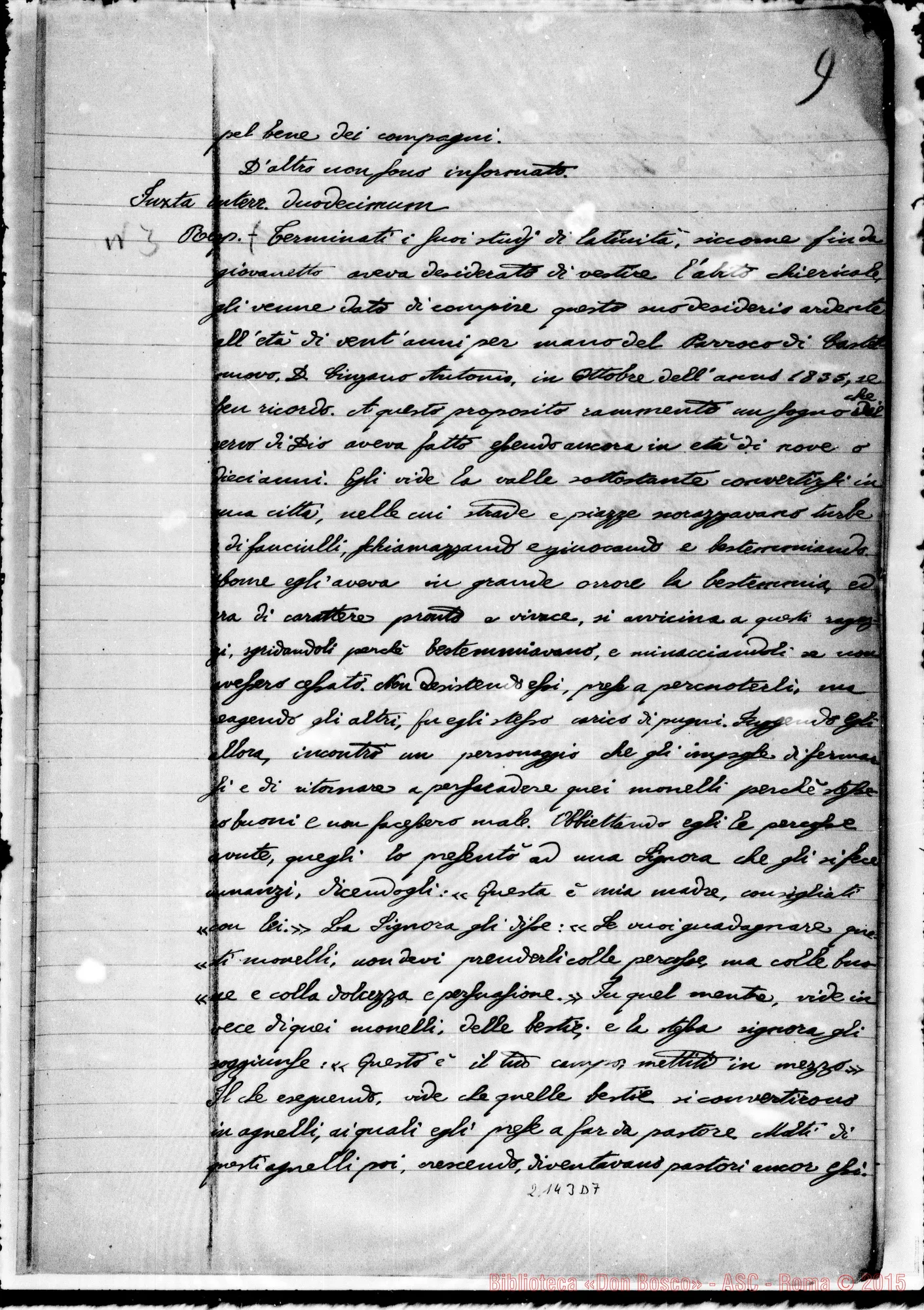 Fotogramma D 7 — Mons. Cagliero D. Giovanni: Ms. Copia A