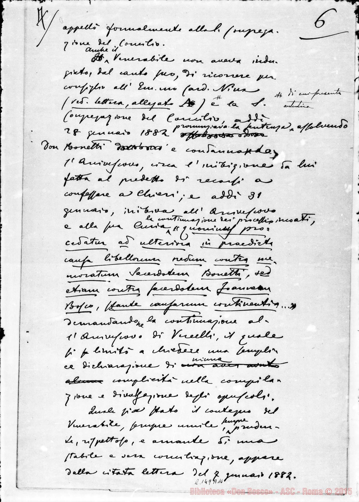 Fotogramma A 10 — Appunti preparatori per la deposizione. Ms. Cagliero