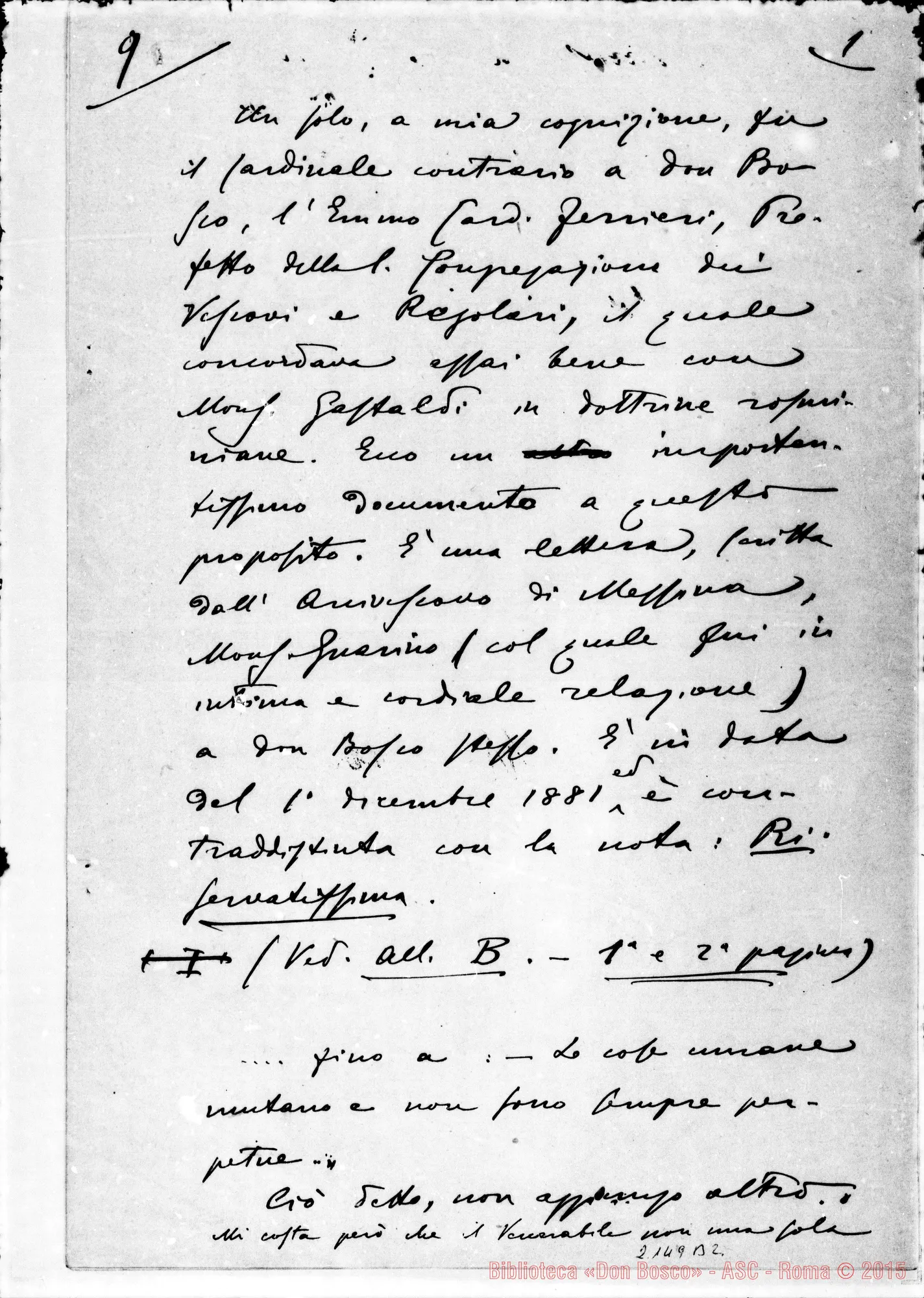 Fotogramma B 2 — Appunti preparatori per la deposizione. Ms. Cagliero
