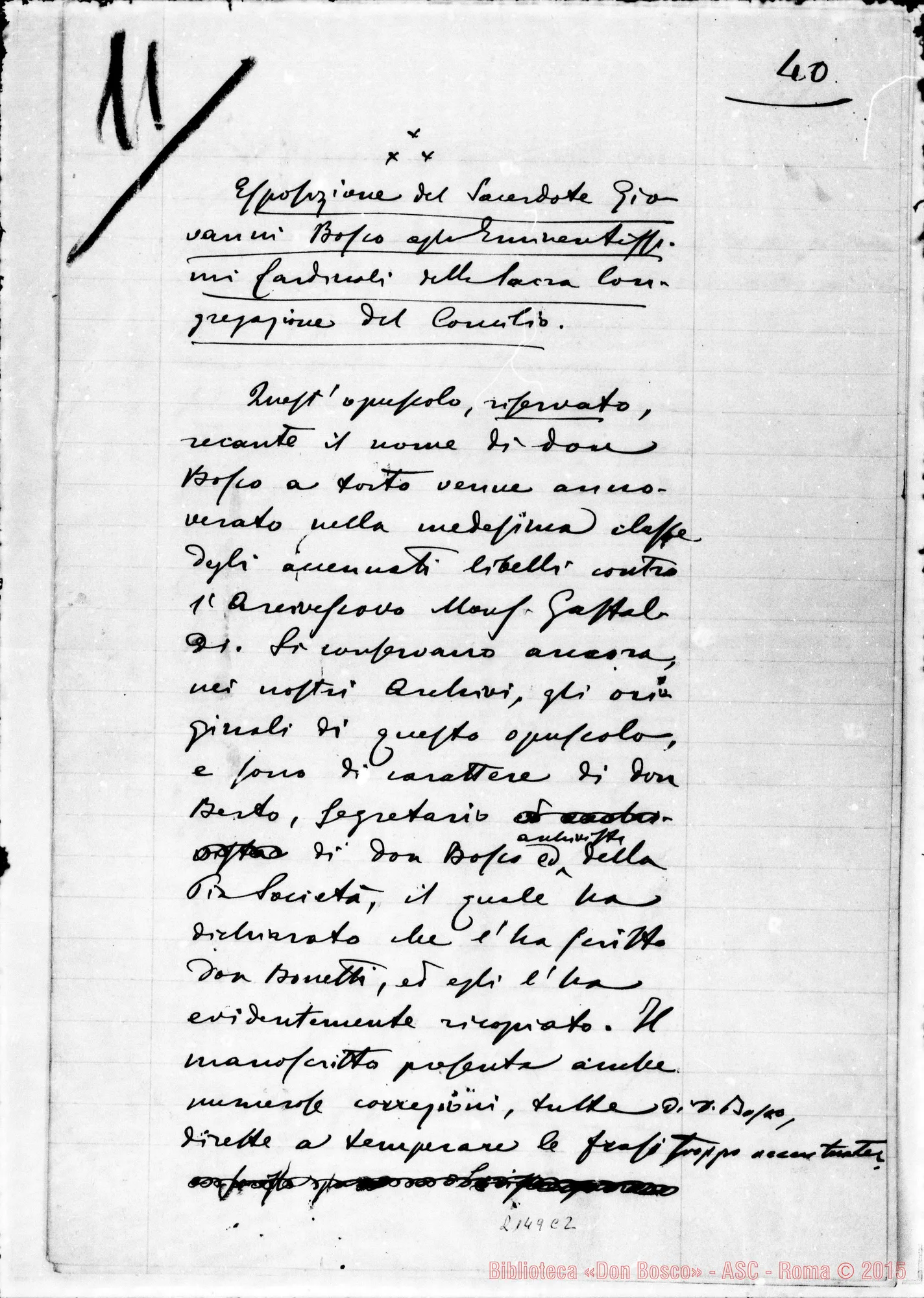 Fotogramma C 2 — Appunti preparatori per la deposizione. Ms. Cagliero